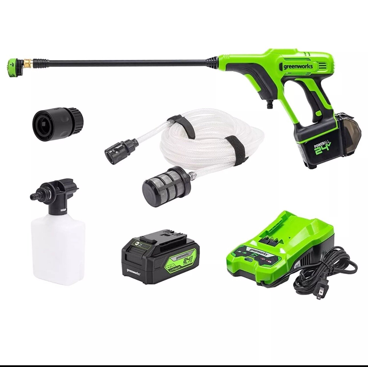 Greenworks 24V 600 PSI Battery Pressure Washer, w/ 4Ah USB Battery and Charger