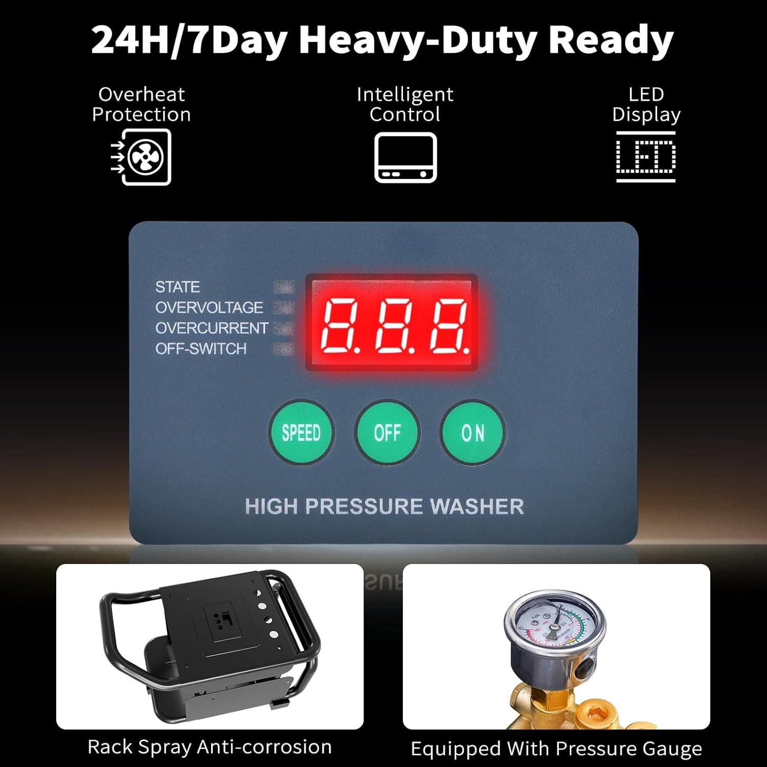 Tecoloy 100bar 2.3GPM Electric Pressure Washer, 65dB Quiet, Triplex Pump