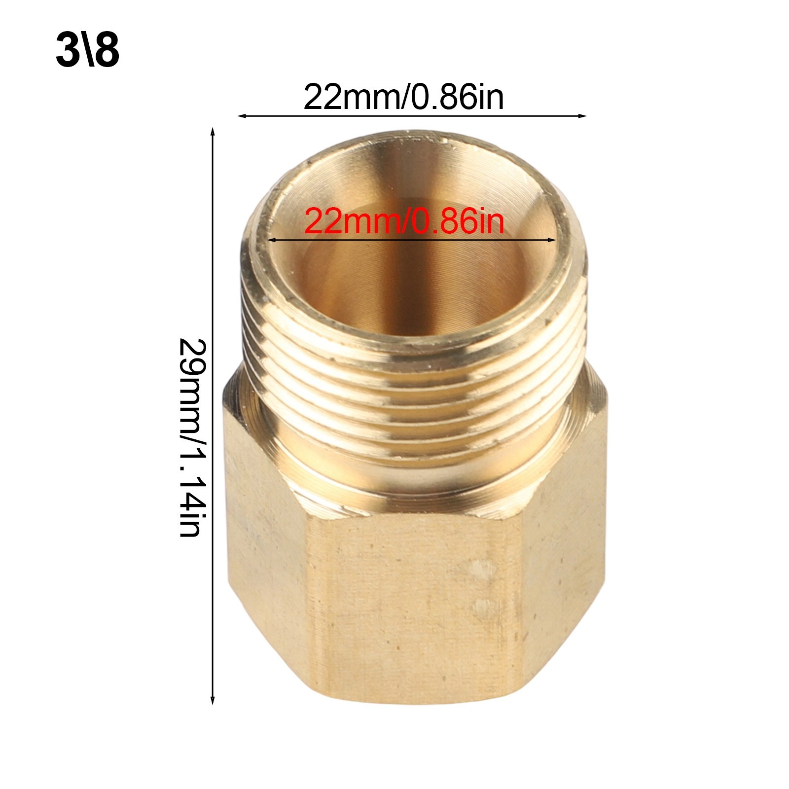 Adapter M22x1.5 ET X 3/8inch IT For Pressure Washer Cleaner Hose Connector