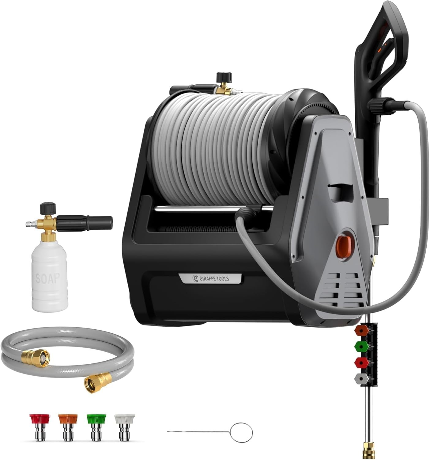 Giraffe Tools Retractable Electric Pressure Washer Plus, Max 2900 PSI 2.2 GPM