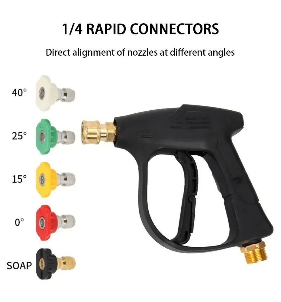 150Bar High Pressure Car Wash Gun Quick Connect with 5 Spray Nozzles Aluminum