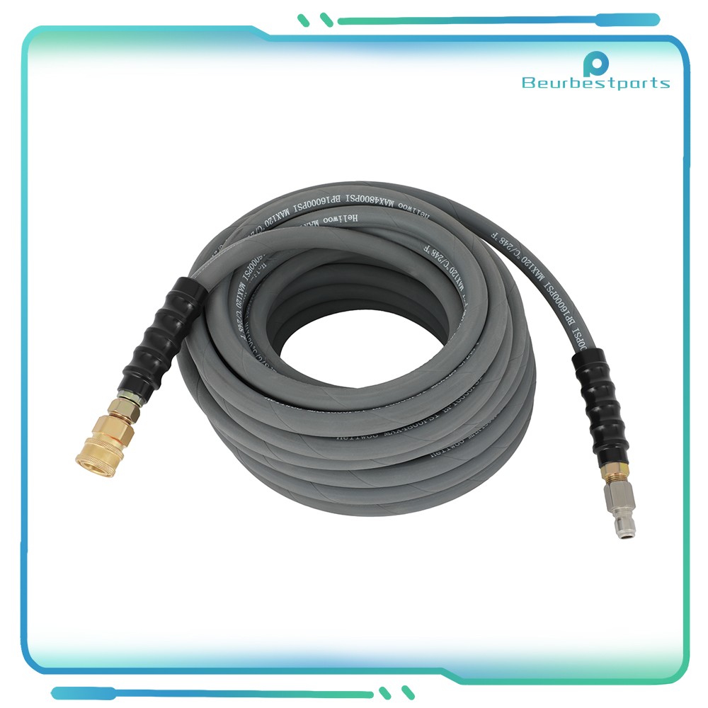 4800PSI High Pressure Power Washer Hose-3/8″ Quick Connect Gray W/Couplers 100ft