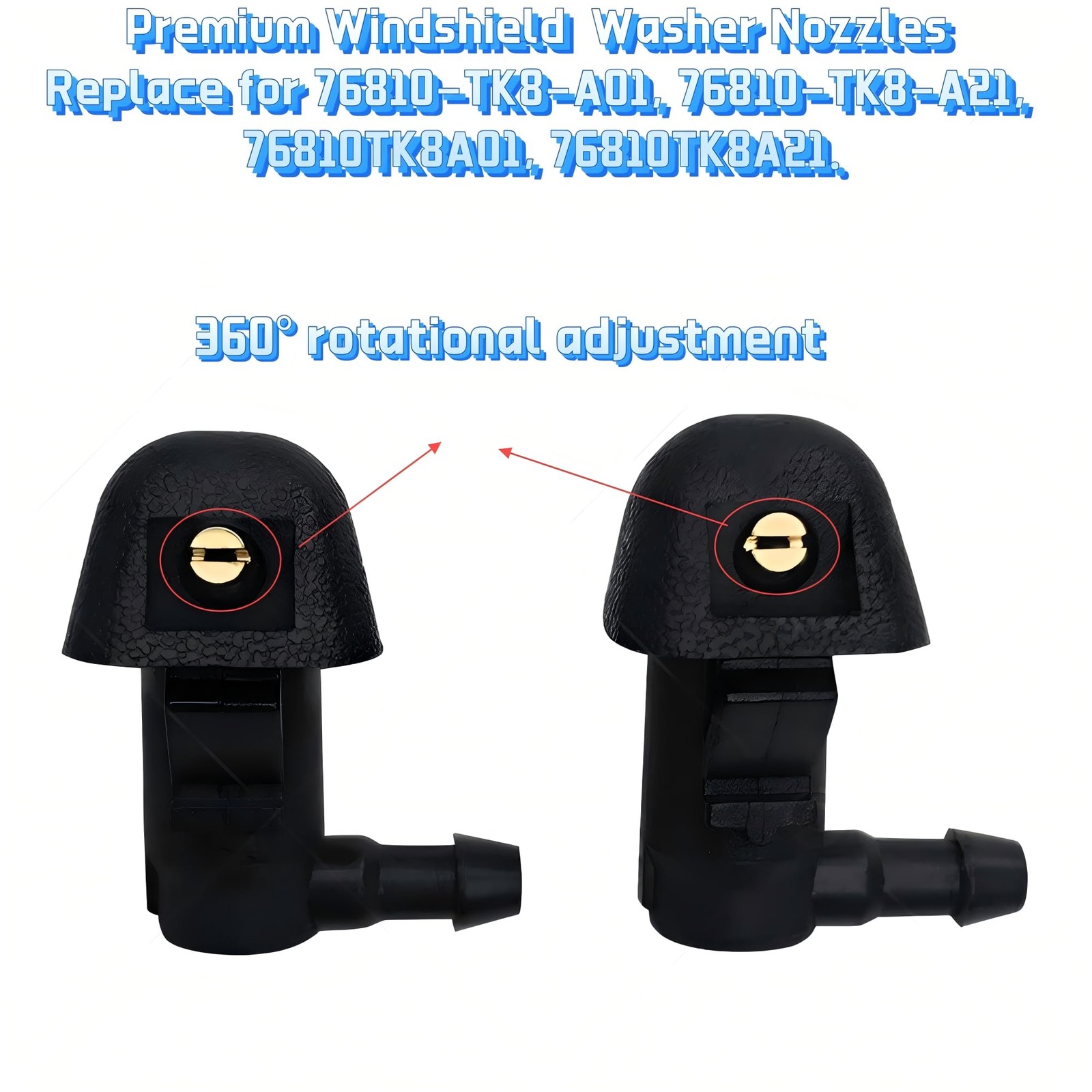 76810-TK8-A01 Premium Adjustable Windshield Washer Nozzles Assembly for…