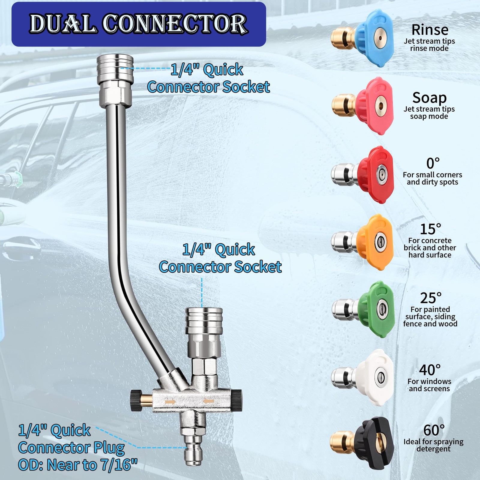 Foam Cannon for Pressure Washer with Dual Connector, Car Foam Cannon with Dua…