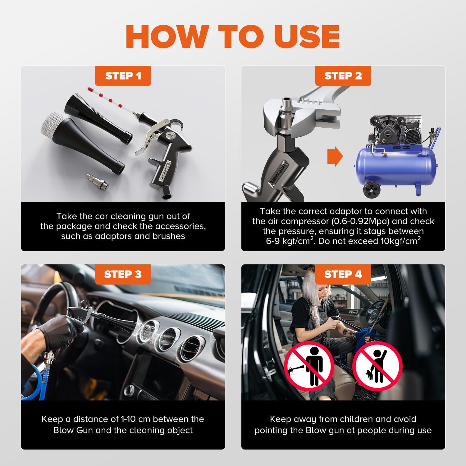 Tornado Car Cleaning Gun Interior Dryer Air Blow Gun, Automotive Tool Car Detail