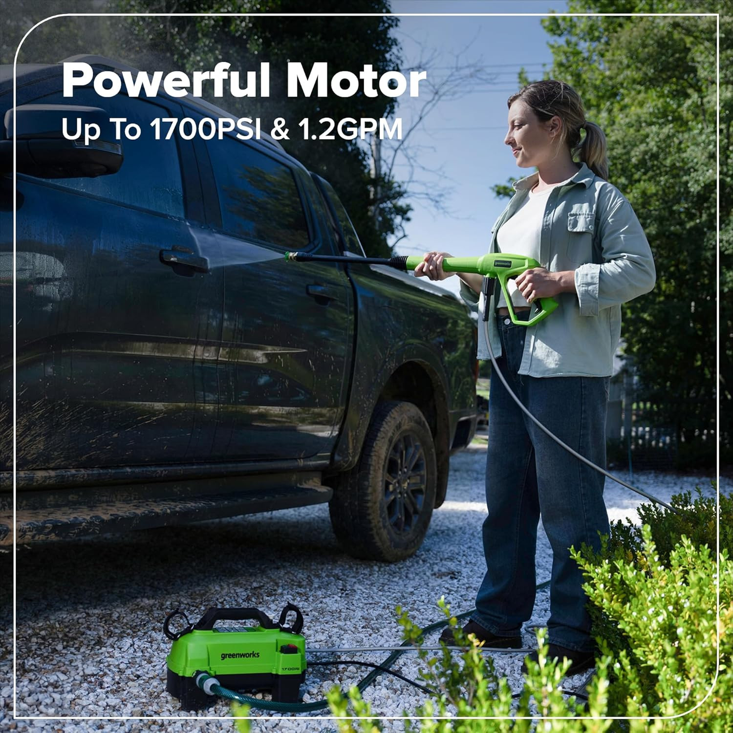 Greenworks 1700 PSI (1.2 GPM) Electric Pressure Washer (25°, 40° Nozzles) Ideal
