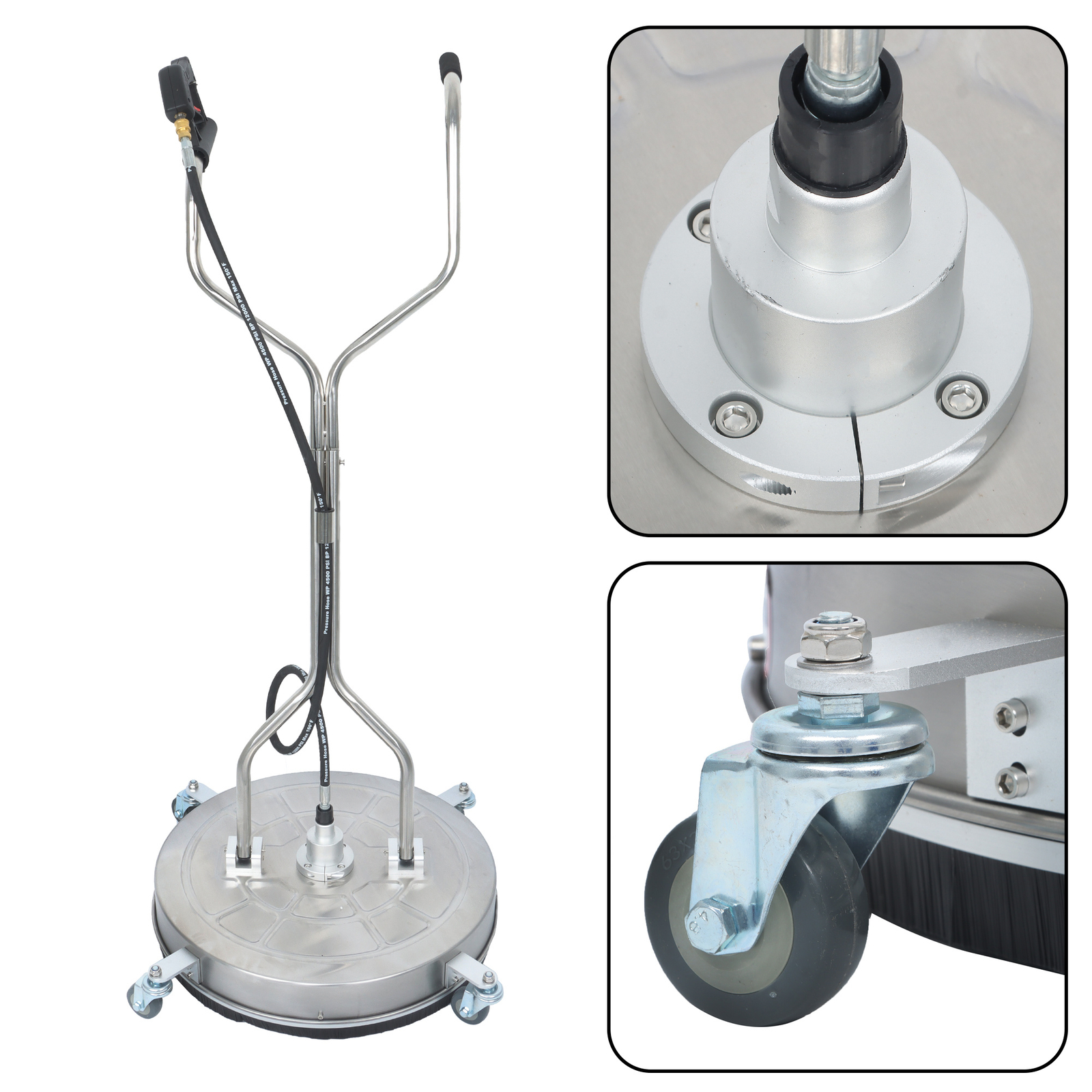 24″ Pressure Washer Surface Cleaner Stainless Steel Dual Handle Surface Cleaner