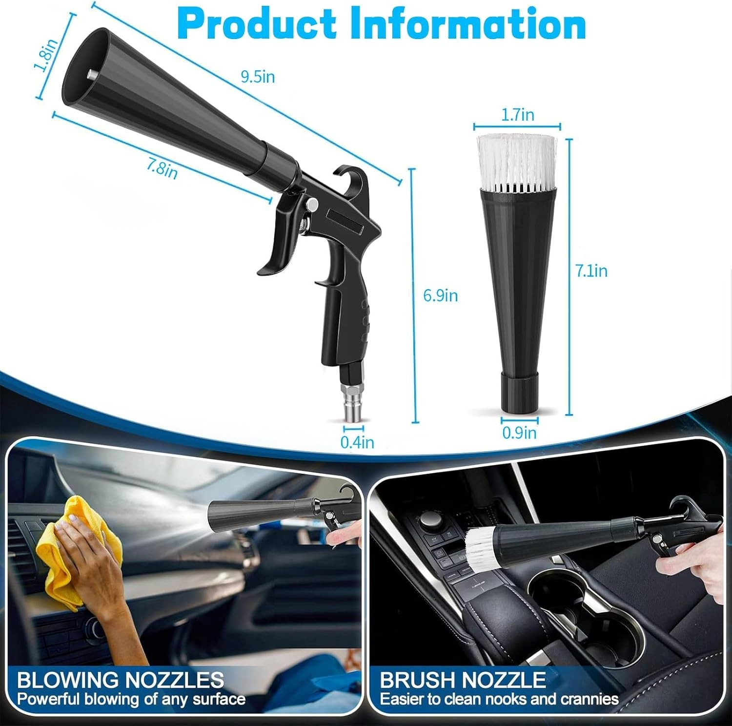 Tornado Detailing Car Cleaning Gun with Metal Nozzle | Interior Drying Air Gun |
