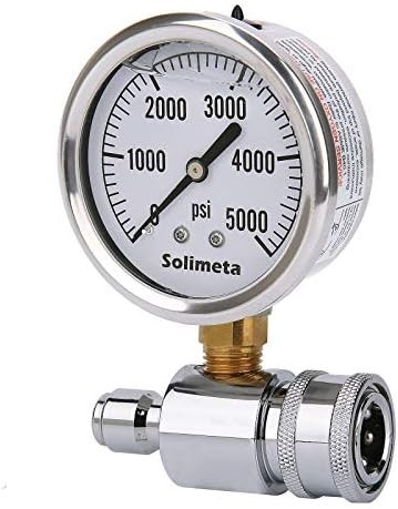 2-1/2″ Pressure Washer Pressure Gauge Kit, 3/8 Inch Quick Connect, 5000 psi Pres
