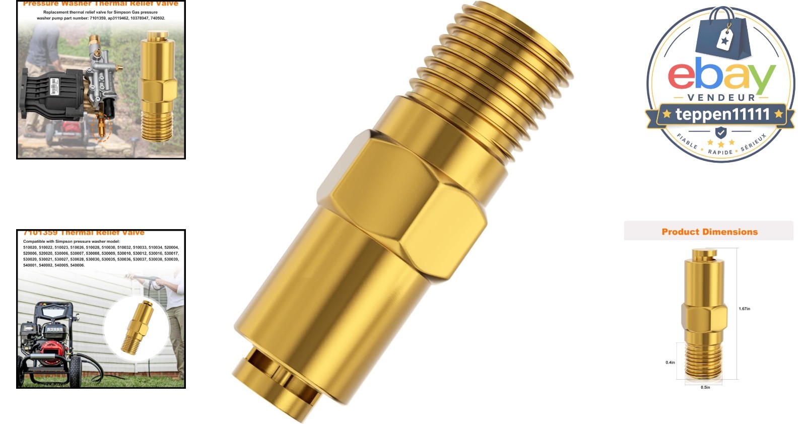 Pressure Washer Thermal Relief Valve 7101359 NPT 1/4 inch