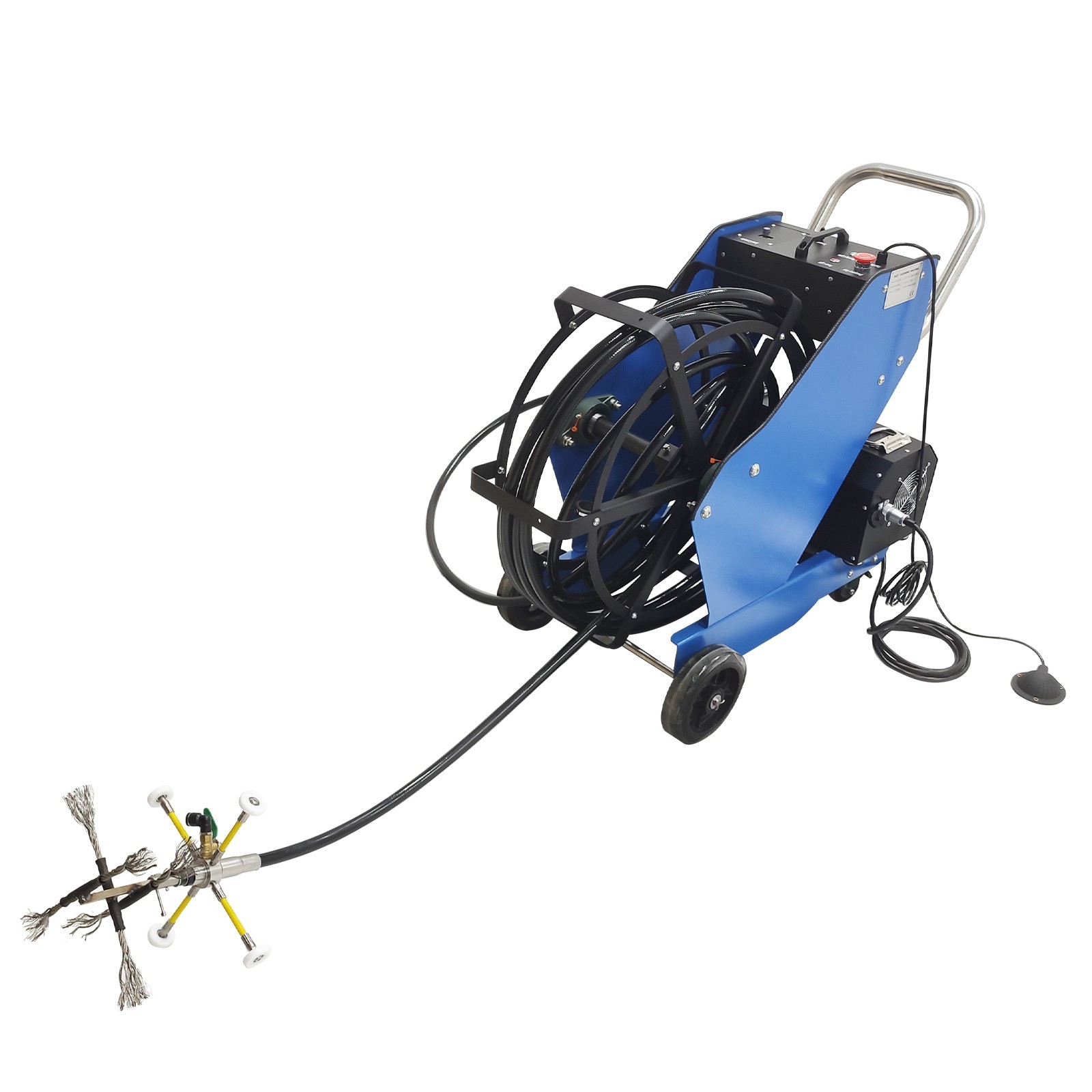 220V Commercial Kitchen Oil Fume Duct Cleaning Machine 6 Brushes suit 100-800mm