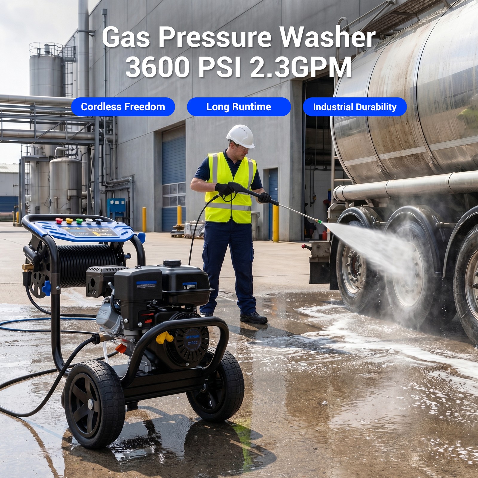 3600 PSI 2.3 GPM Gas Pressure Washer Gas Powered Washer 212cc 7HP 5 Nozzles Set