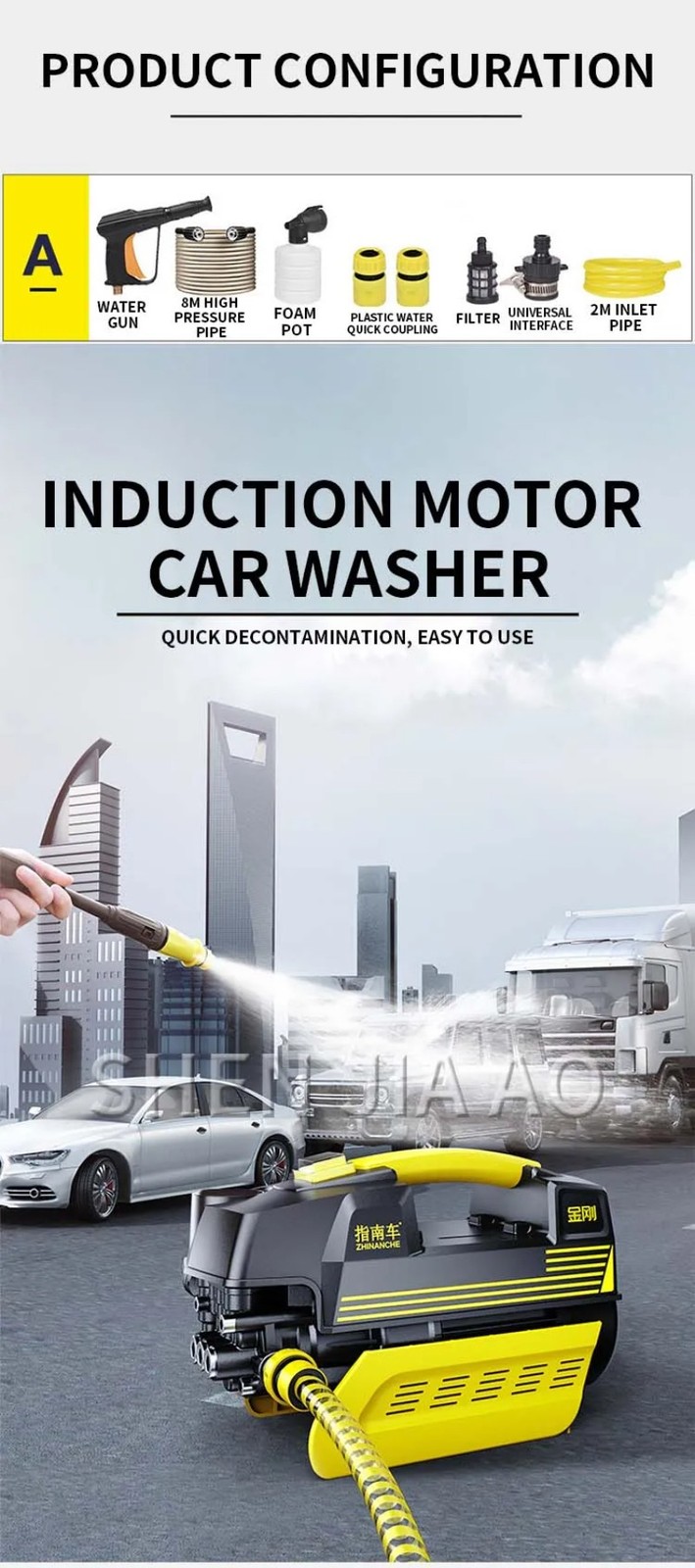 S2 Waterproof High-Pressure Car Wash Machine 220V Induction Motor Water Pump