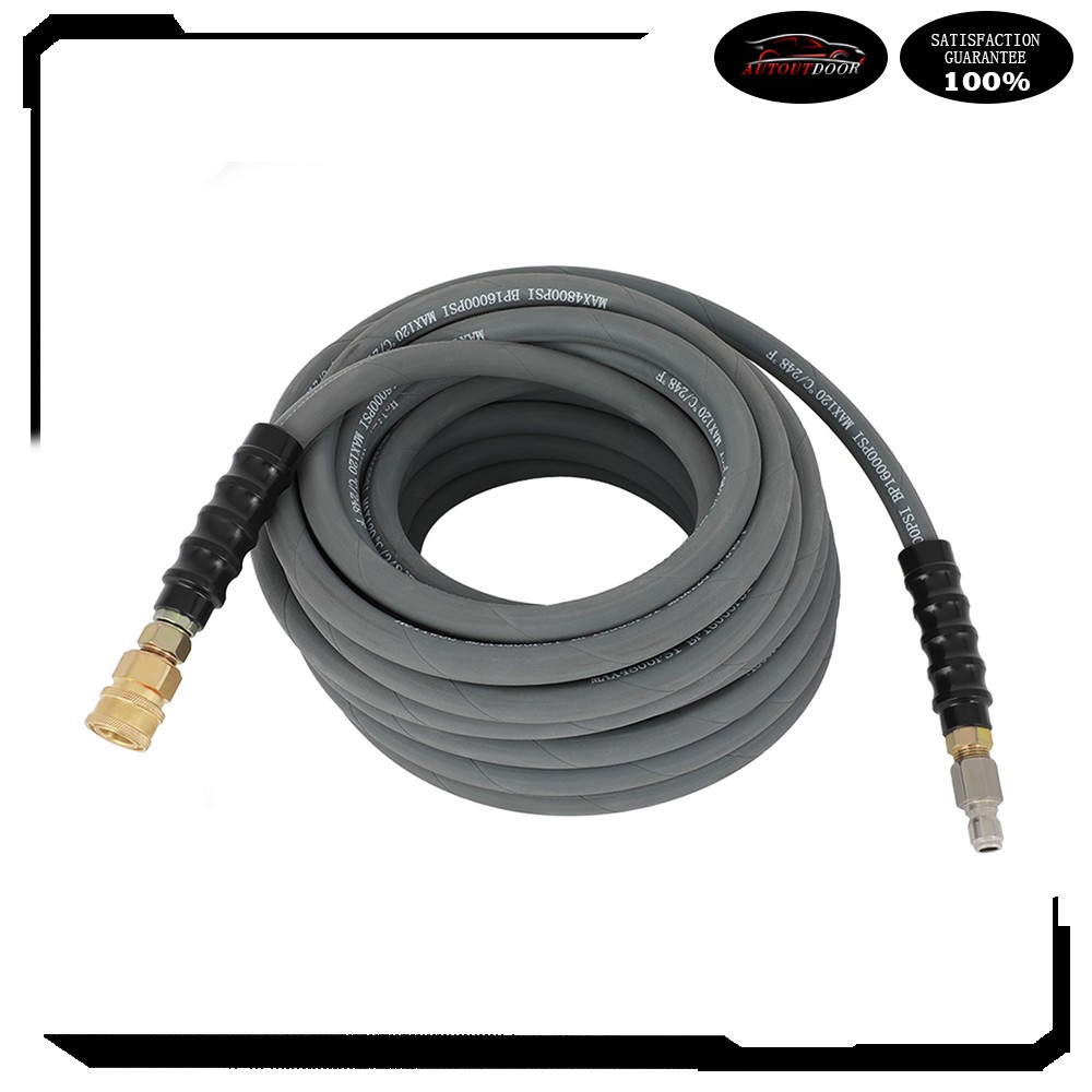 100 ft 3/8″ 4800 PSI Pressure Washer Hose Non-Marking Gray With Couplers