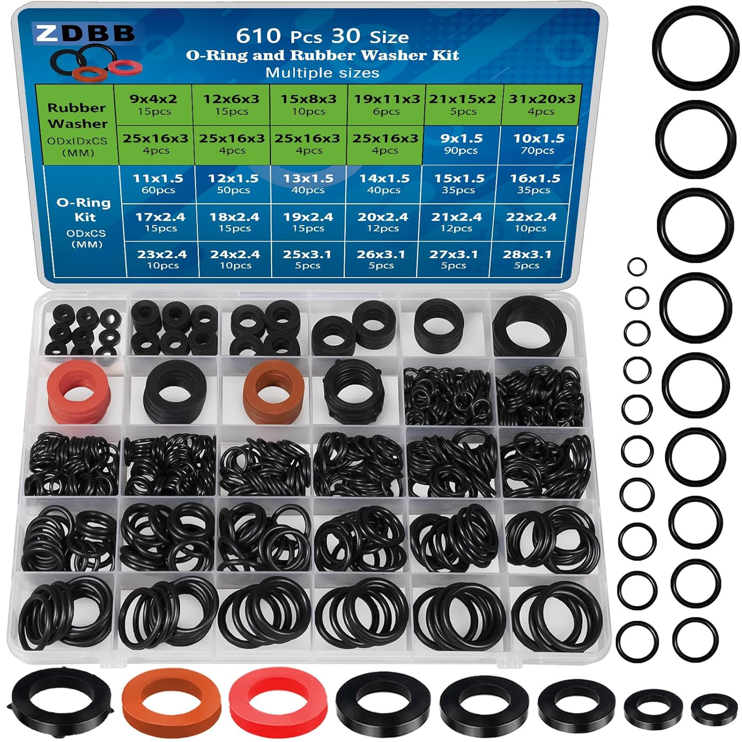 Faucet Washer and Hose Gasket Assortment Kit Rubber Spigot Tap Plumbing Repair