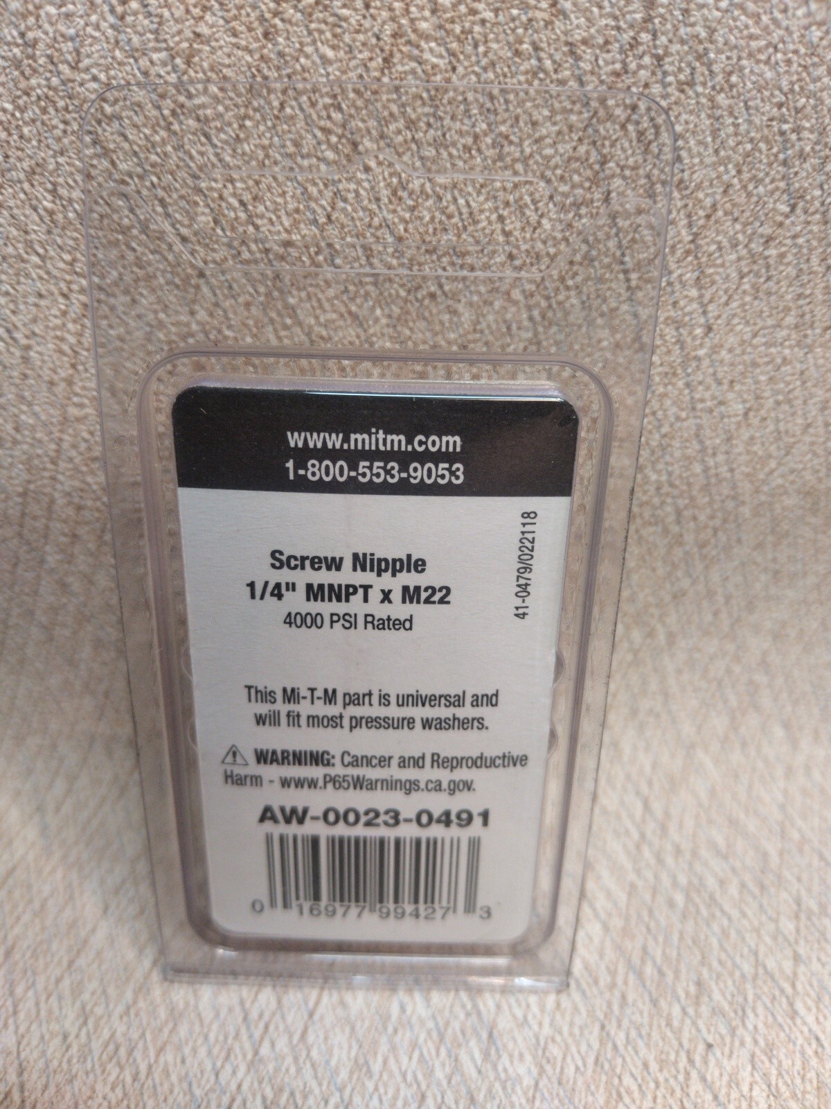 1/4-Inch Male Pressure Washer Screw Nipple