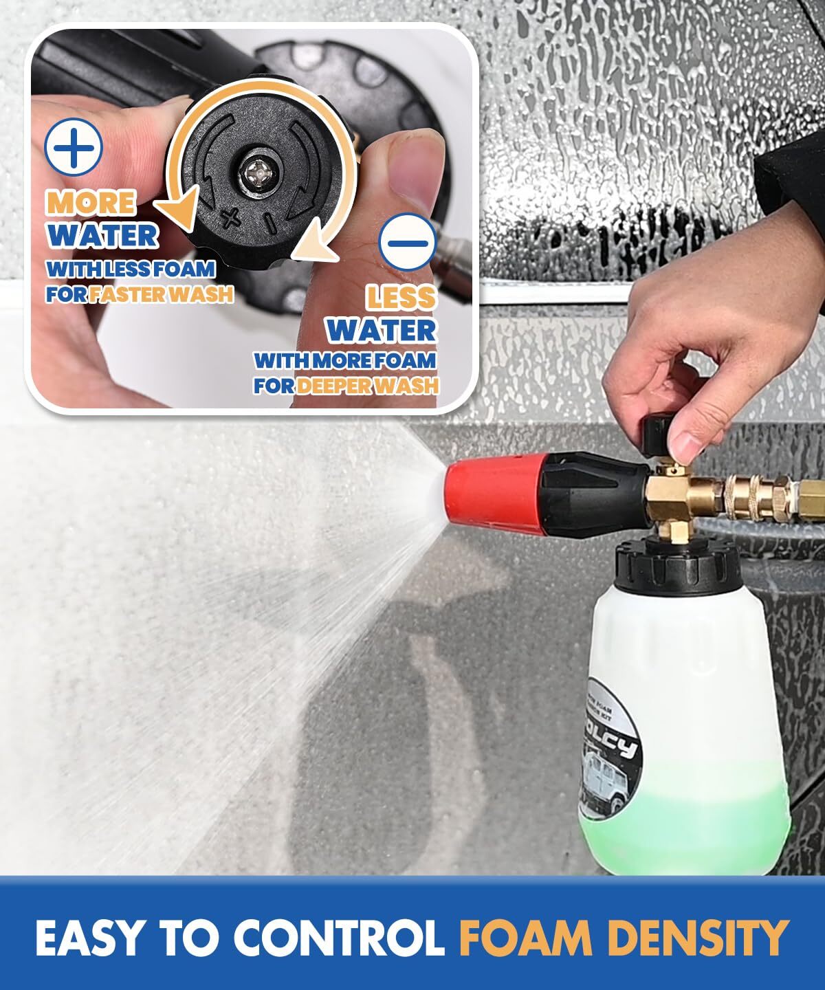 Foam Cannon Kit With Pressure Washer Gun 5000 Psi 5 Nozzle Tips 1/4″ Quick Conne