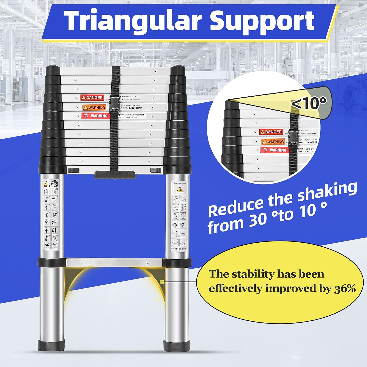 Telescoping Ladders, 12.5 FT Lightweight Extension Collapsible Ladder, Heavy Dut