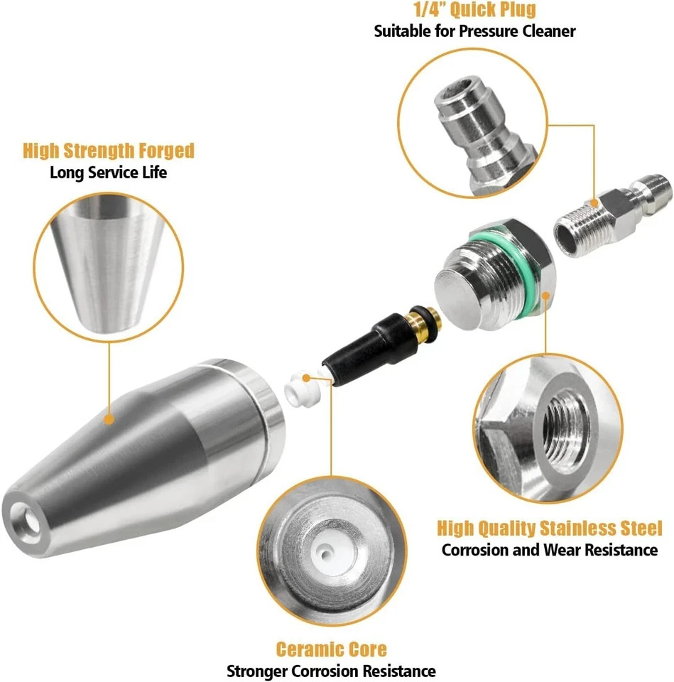Pressure Washer Rotating Turbo Nozzle with 7 Spray Nozzle Tips Kit Multiple Spra