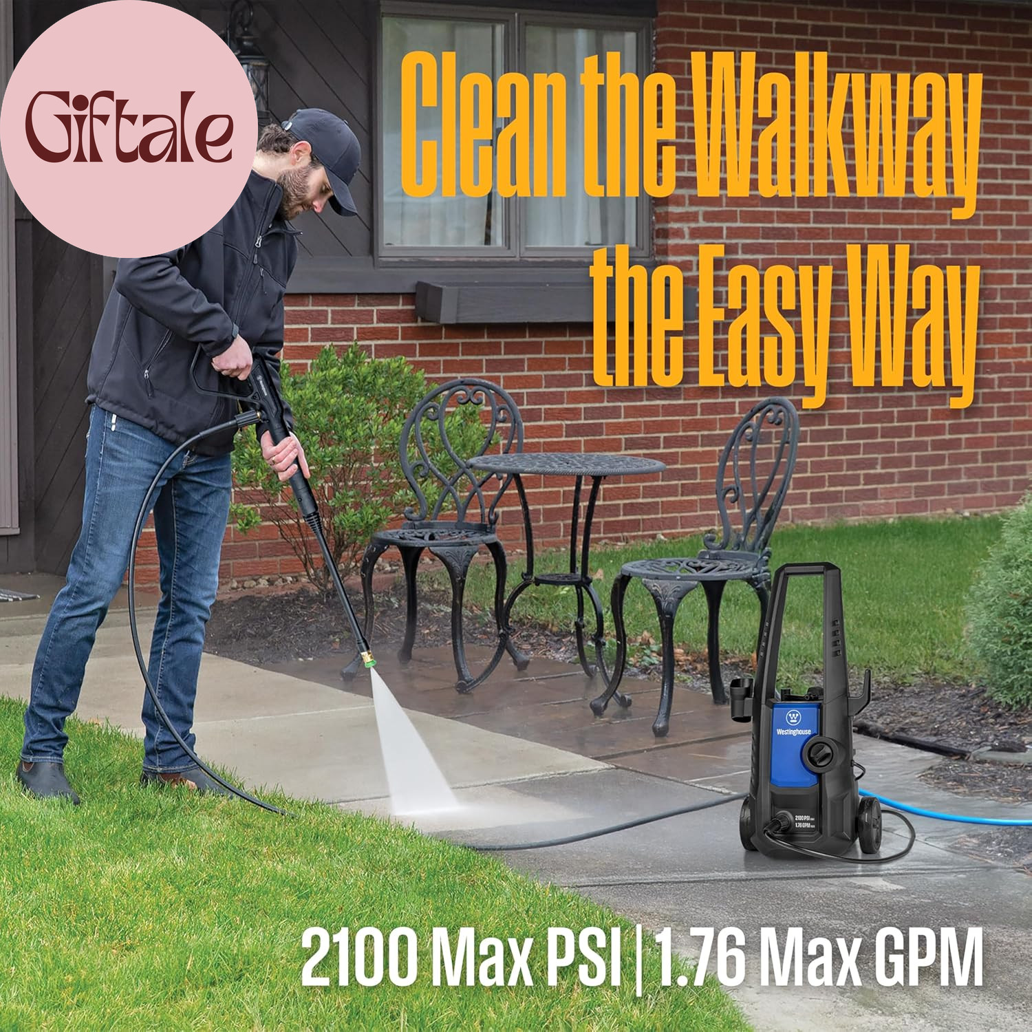 Epx3050 Electric Pressure Washer, 2100 Max PSI 1.76 Max GPM with Foam Cannon and