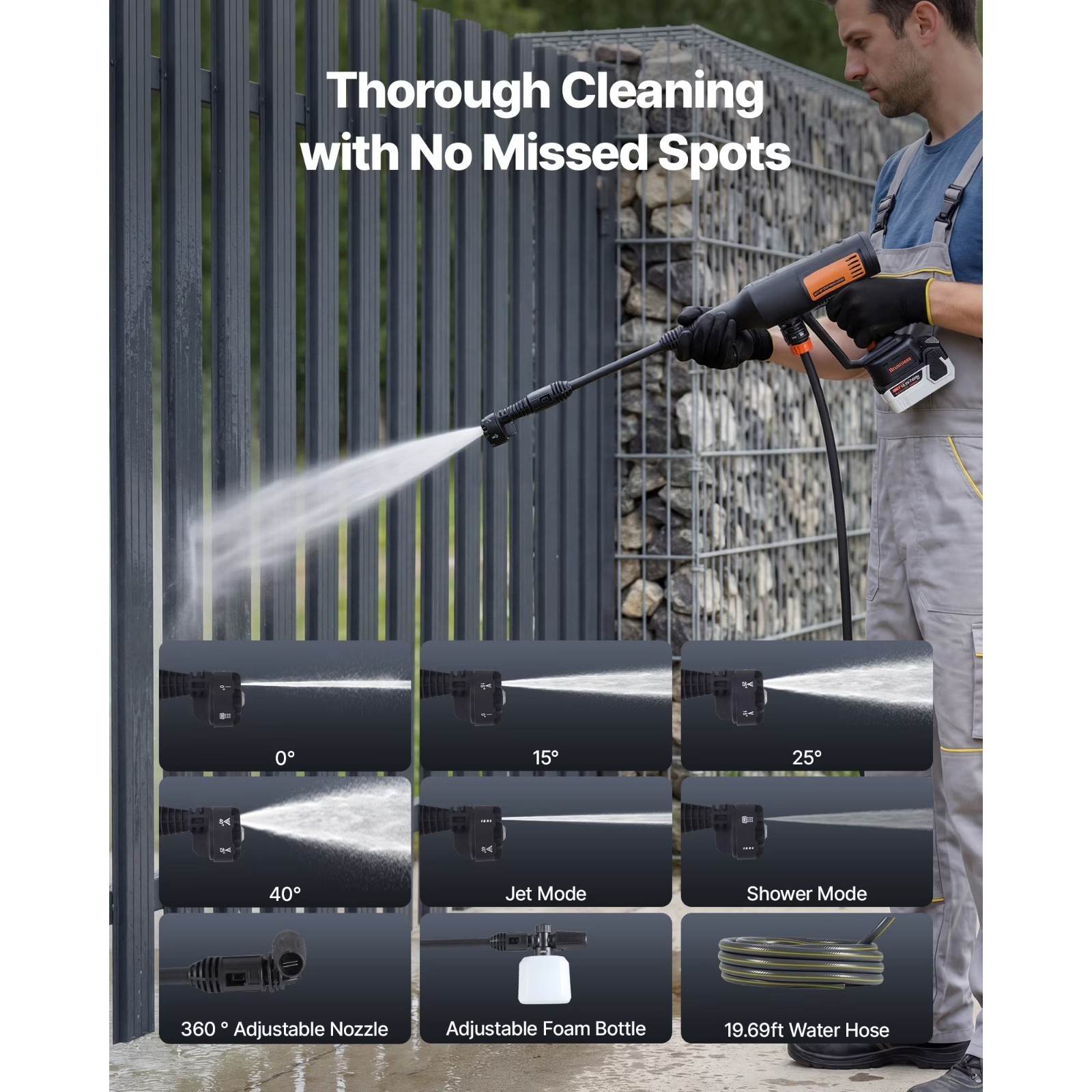 Cordless Pressure Washer 1200 PSI Portable Handheld with Brushless Motor Dual