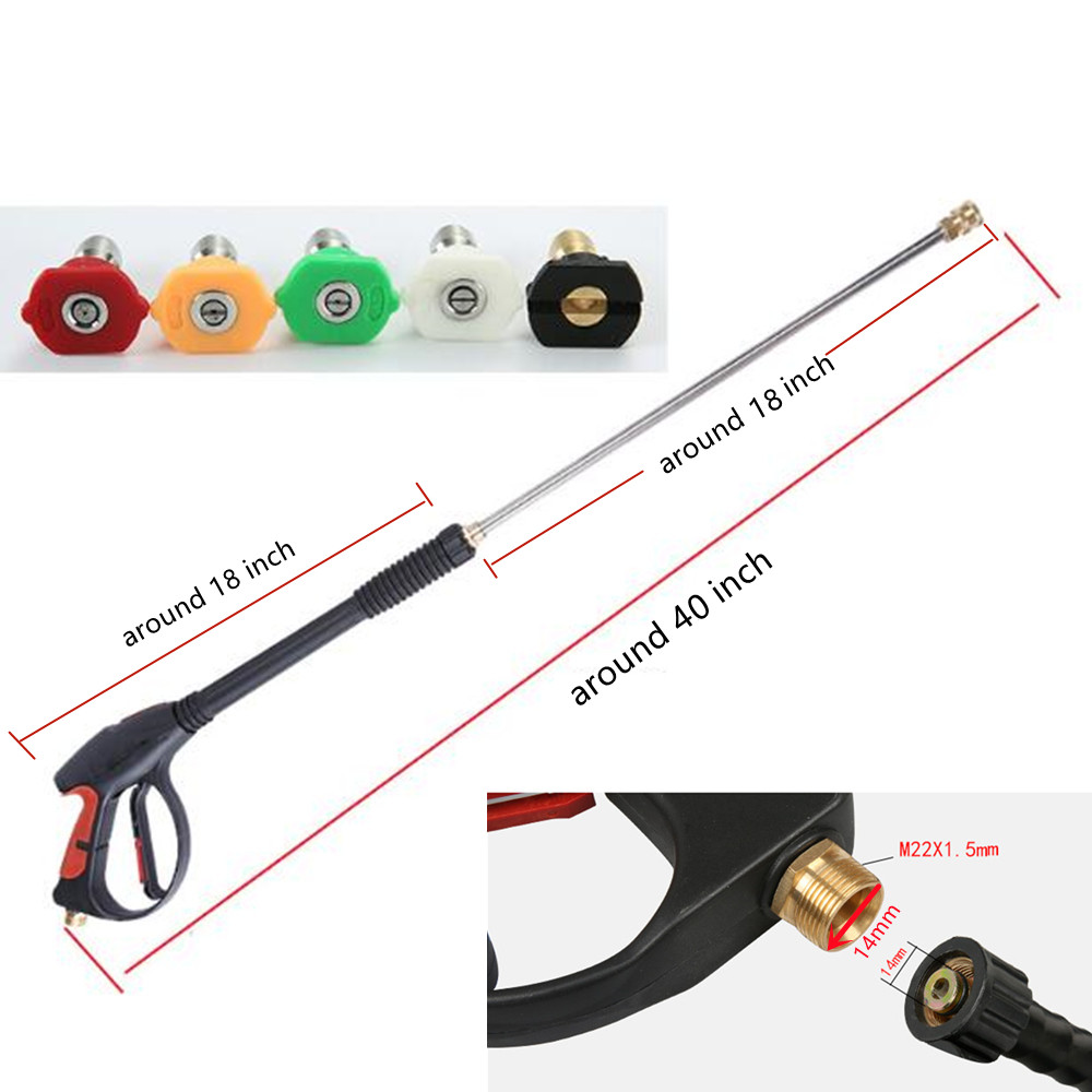 High Pressure 4000PSI Car Power Washer Gun Spray Wand Lance Nozzle and Hose Kit