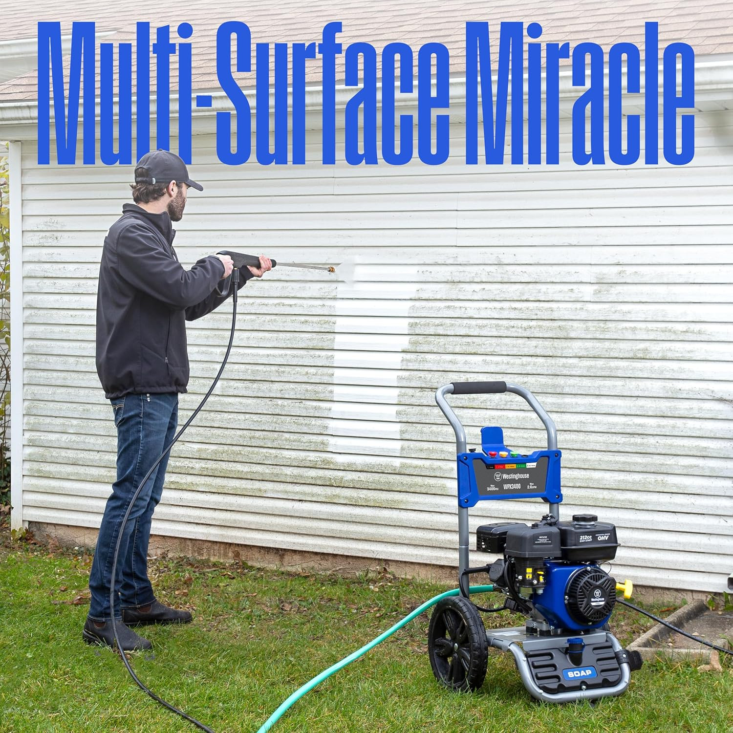 3400 PSI Gas Pressure Washer 2.6 GPM Power Cleaner w/ Soap Tank 5 Nozzles