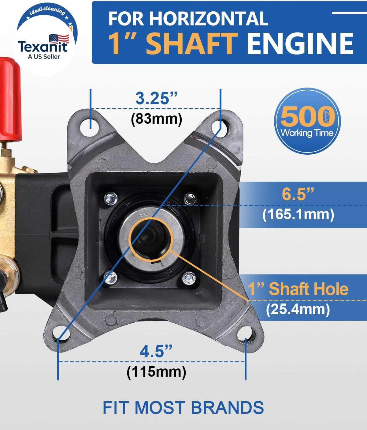 Pressure Washer Pump Max 4400 PSI 4.2 GPM, 1″ Shaft Horizontal Gas Power Washer