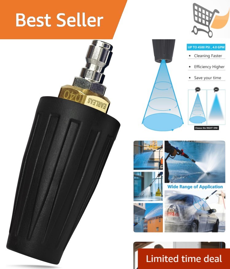 Turbo Pressure Washer Nozzle Brass Ceramic 4500 PSI 1/4 In Quick Connect