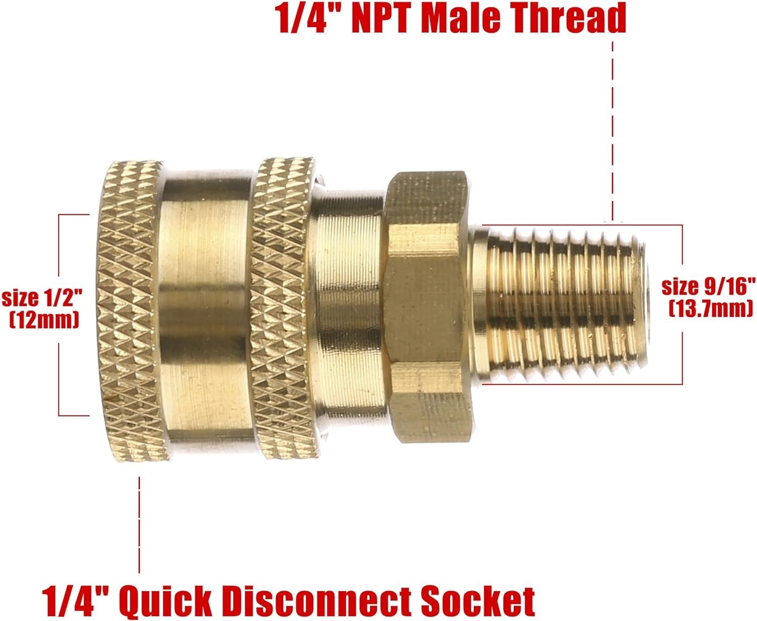 Reliable 1/4” Quick Connect Pressure Washer Coupler 5000 PSI, Brass – 2 Count