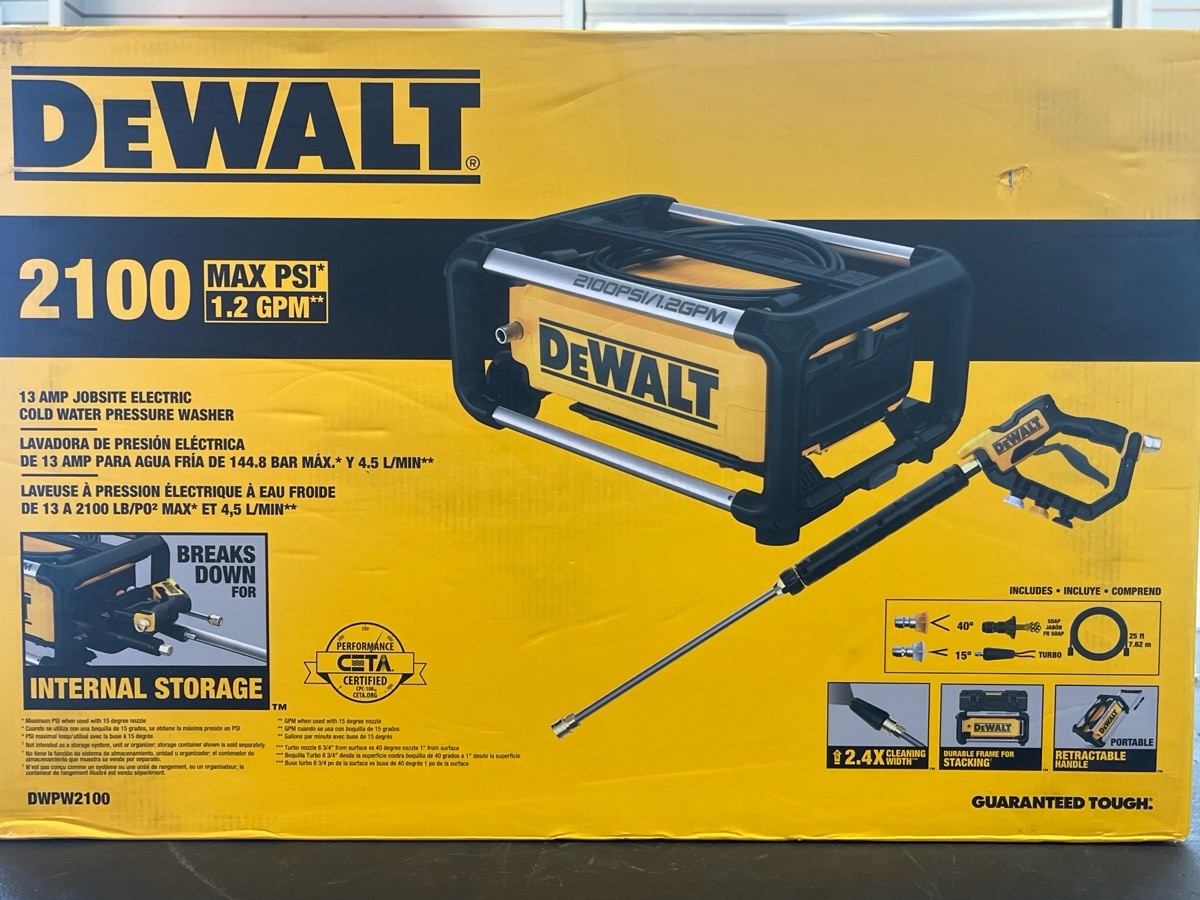DEWALT PRESSURE WASHER DWPW2100 NIB (PD3047411)