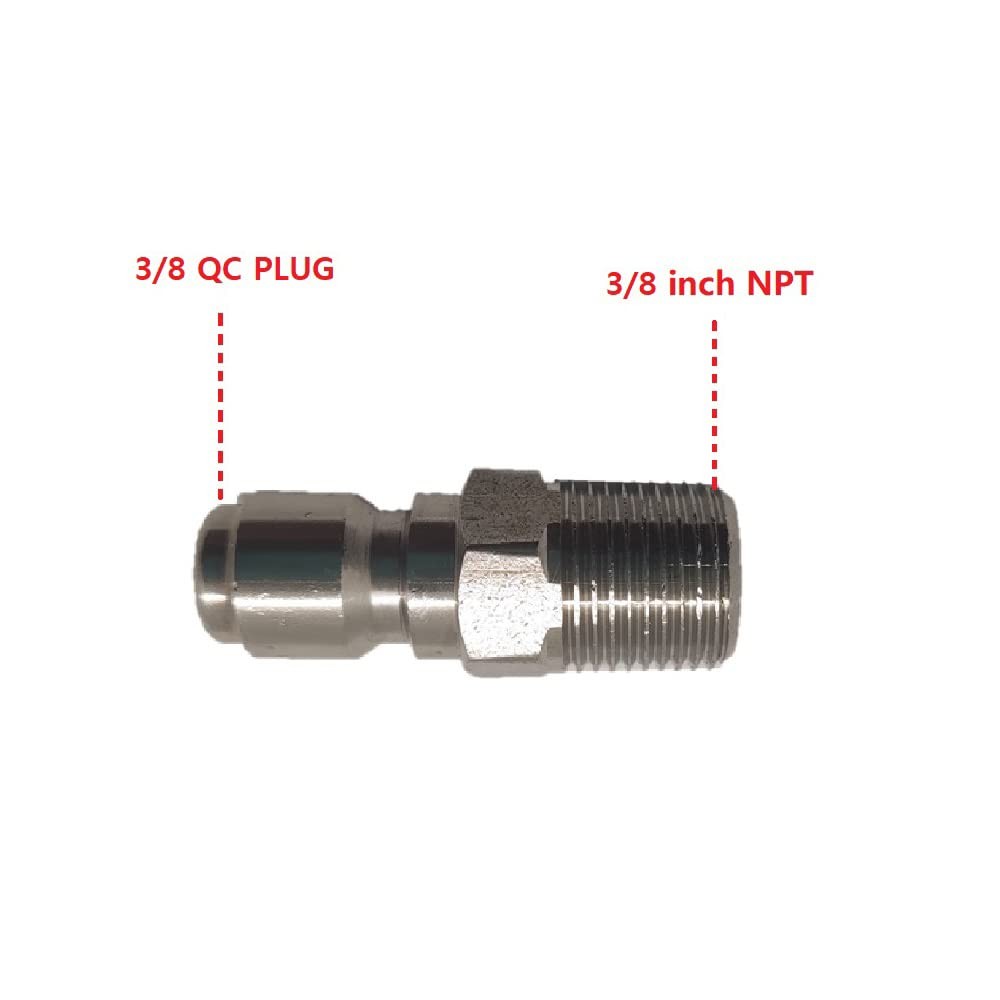 Flylock Stainless Steel Pressure Washer Coupler,Quick Connect Plug,3/8 Inch M…