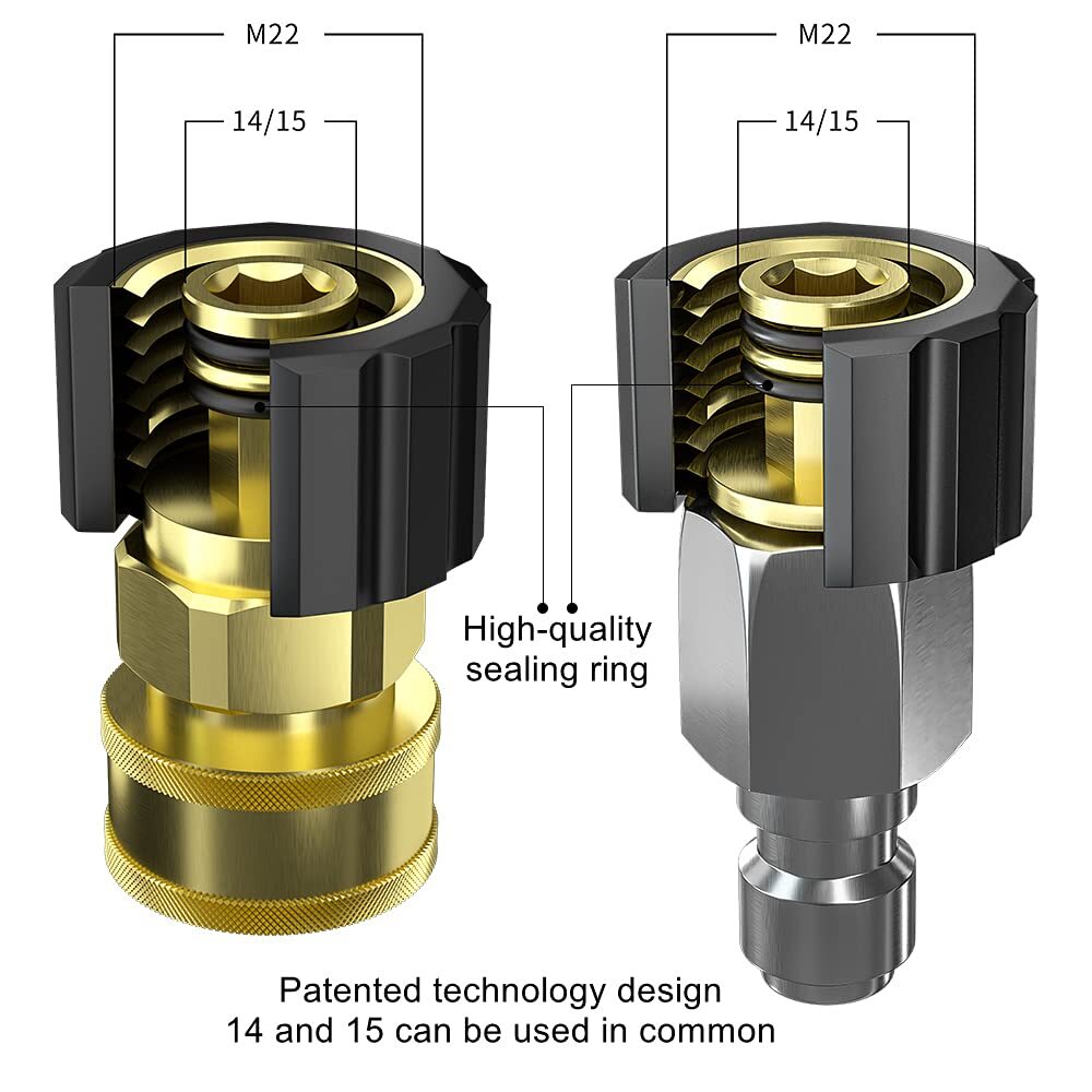 Pressure Washer Adapter Set Quick Connect Kitm22 14mm X 3/8″ Male Plug Female So