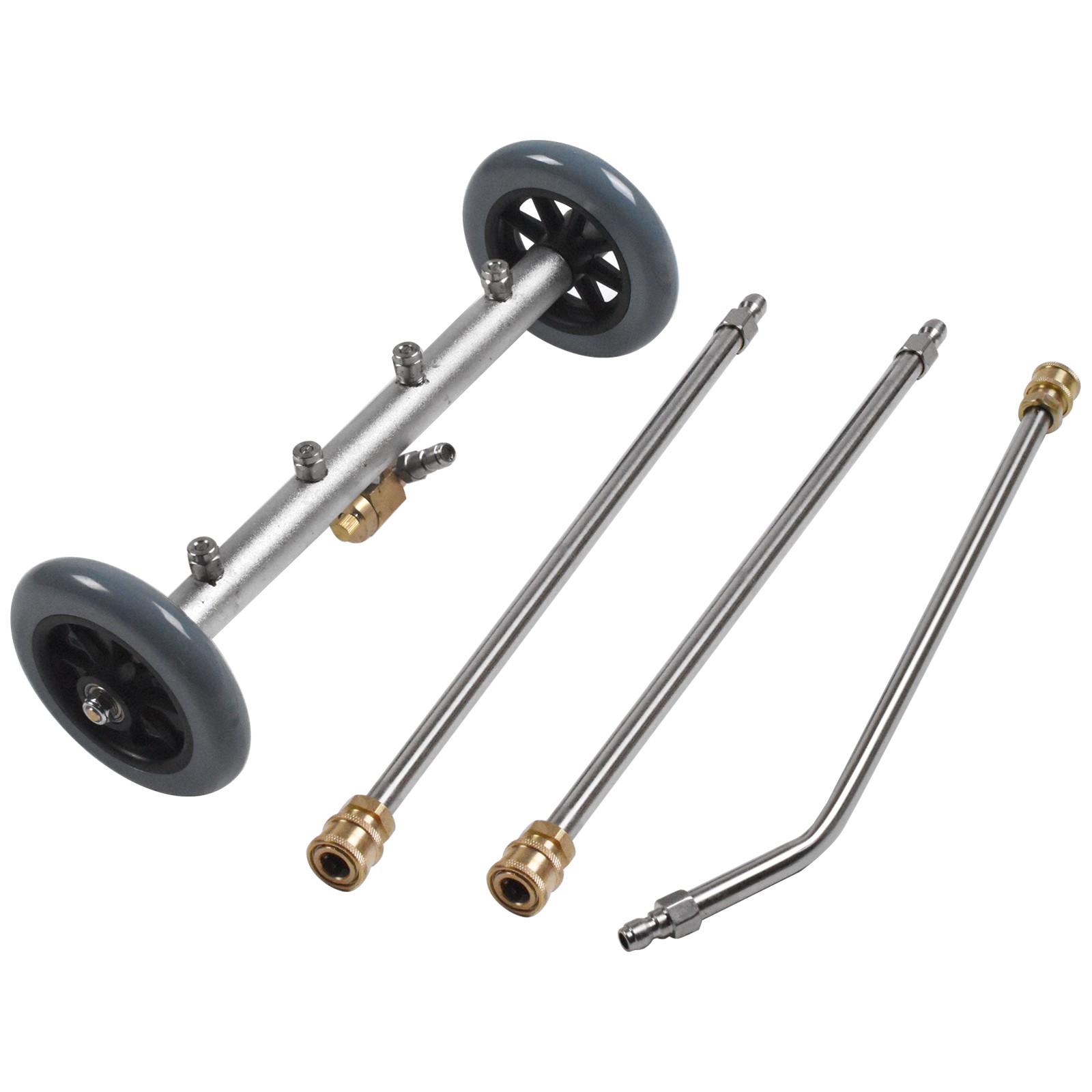 Undercarriage Pressure Car Washer Attachment 2-in-1 Cleaner Water Broom 4 Nozzle