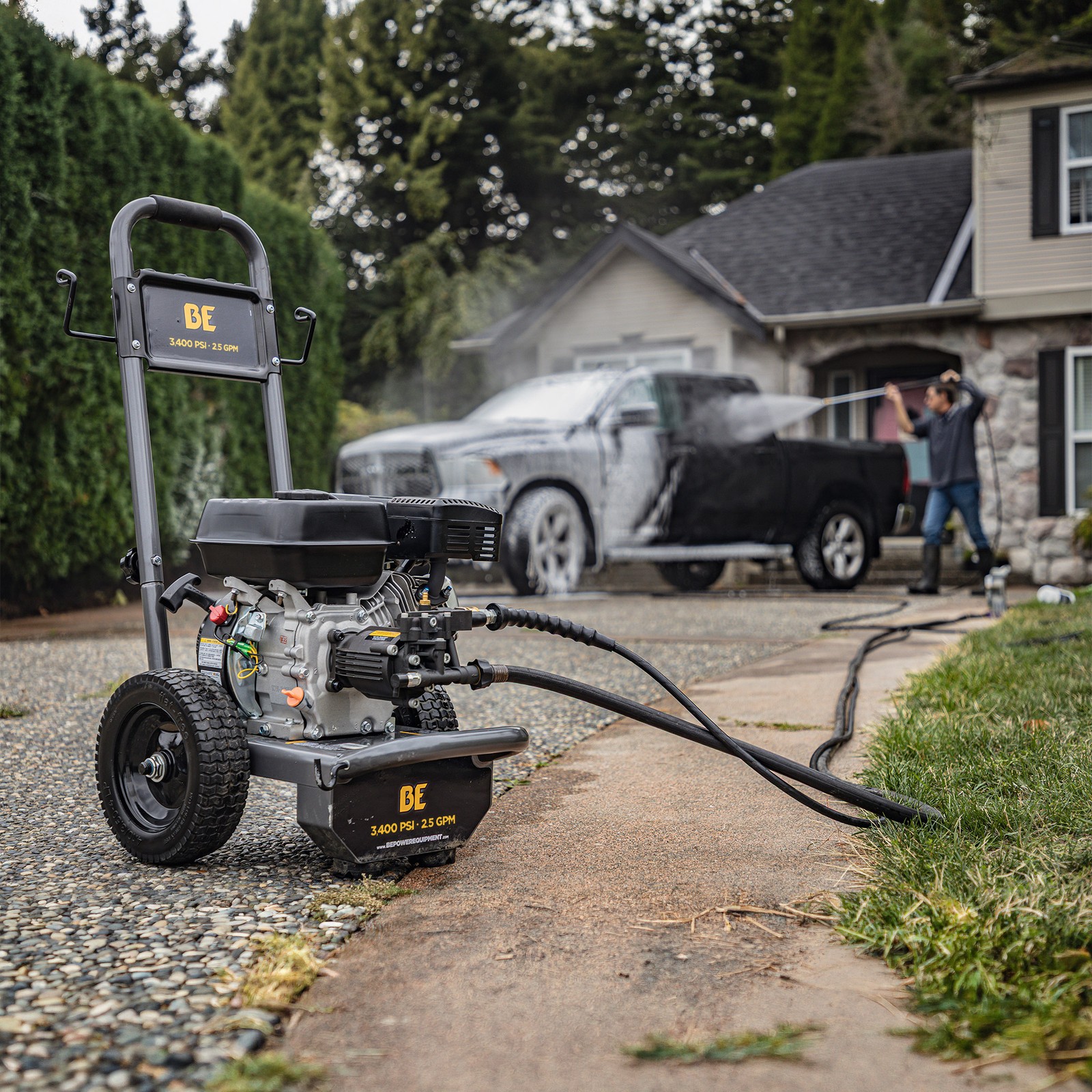 BE Power 3,400 PSI 2.5 GPM, 223cc, Cold Water Gas Pressure Washer