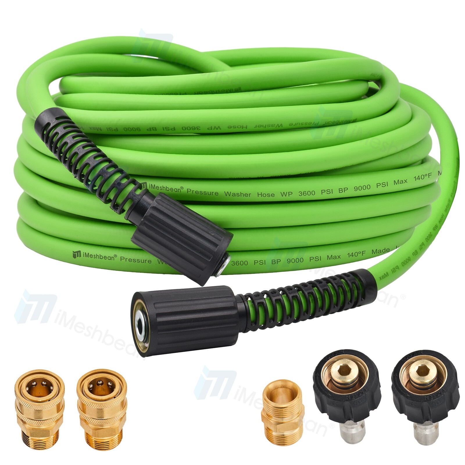 M22-14&15mm&3/8″ High Pressure Washer Hose 25ft 3600PSI Powe Flexible Extension
