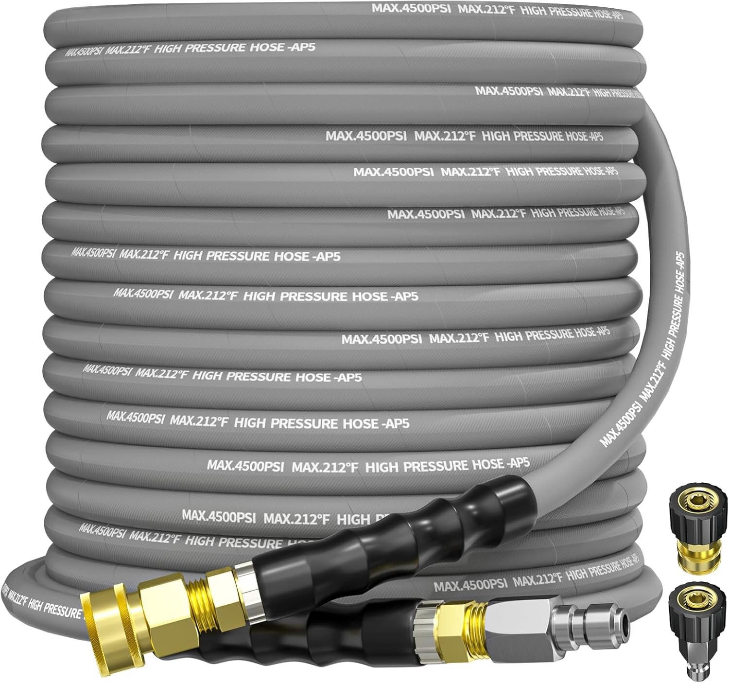 50FT 3/8″ Pressure Washer Hose 4500PSI Kink Resistant Hose M22-14mm Adapter