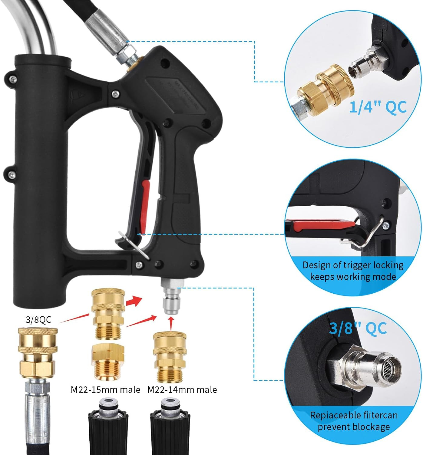 24 FT Gutter Cleaning Tools from the Ground – Telescoping Pressure Washer Wand –