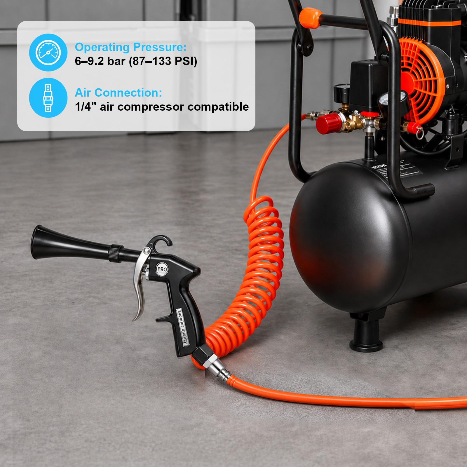 Air Blow Gun Auto Detailing High-Pressure Car Interior Cleaning Tool w/ Adapter