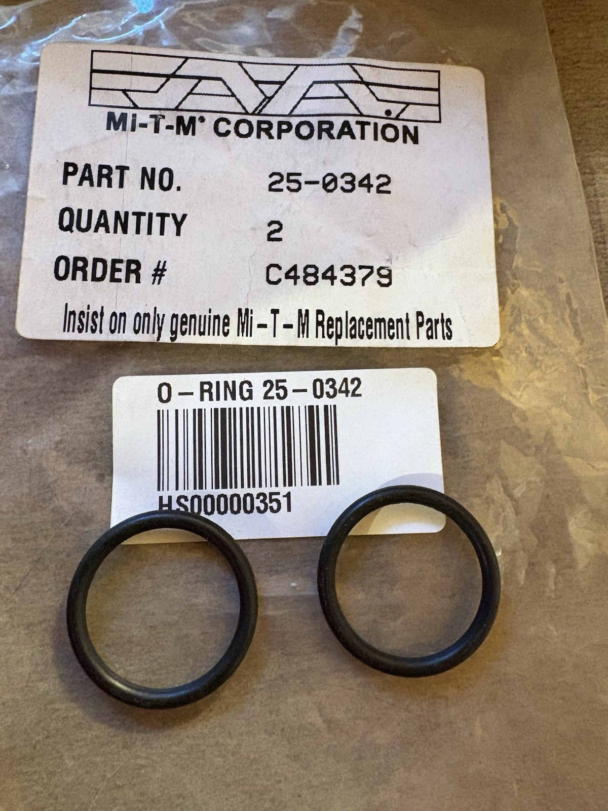 (2) PACK GENUINE OEM NOS Mi-T-M 25-0342 ORING O-RING FOR PRESSURE WASHER [9925E]