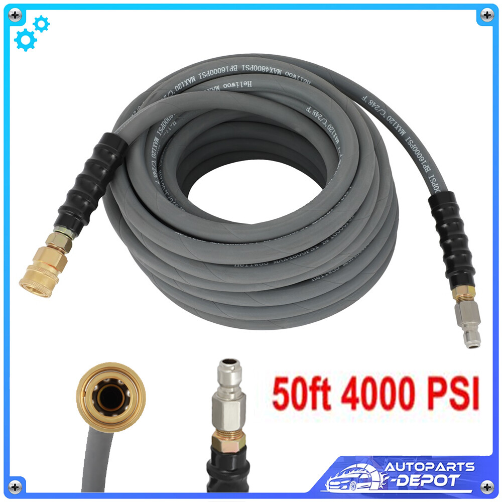 50ft Pressure Washer Hose 4000 PSI Non-Marking Gray With Couplers 3/8″ Wholesale