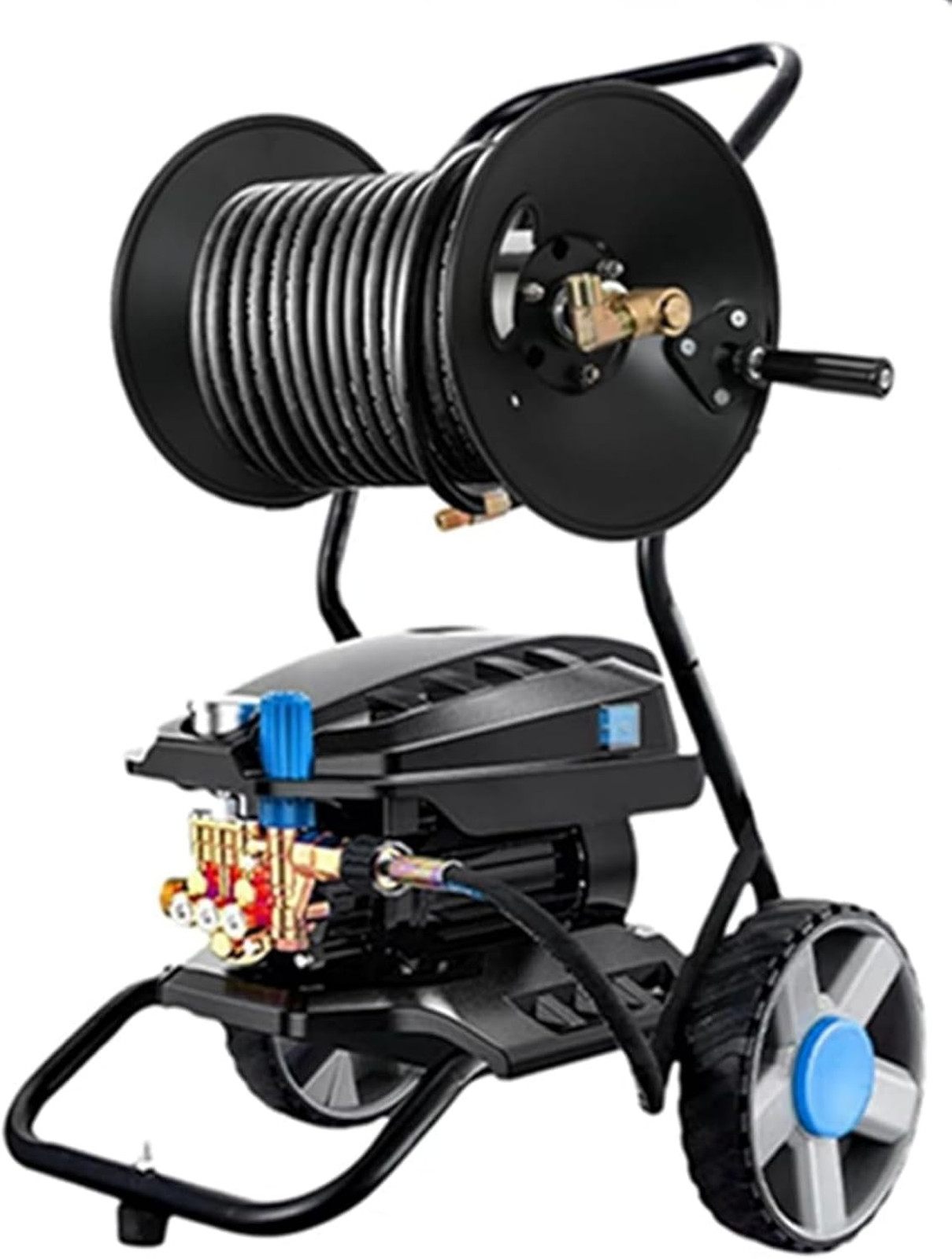 100FT Pressure Washer Hose Reel, High Pressure Hose Reel with Hand Crank, 3/8