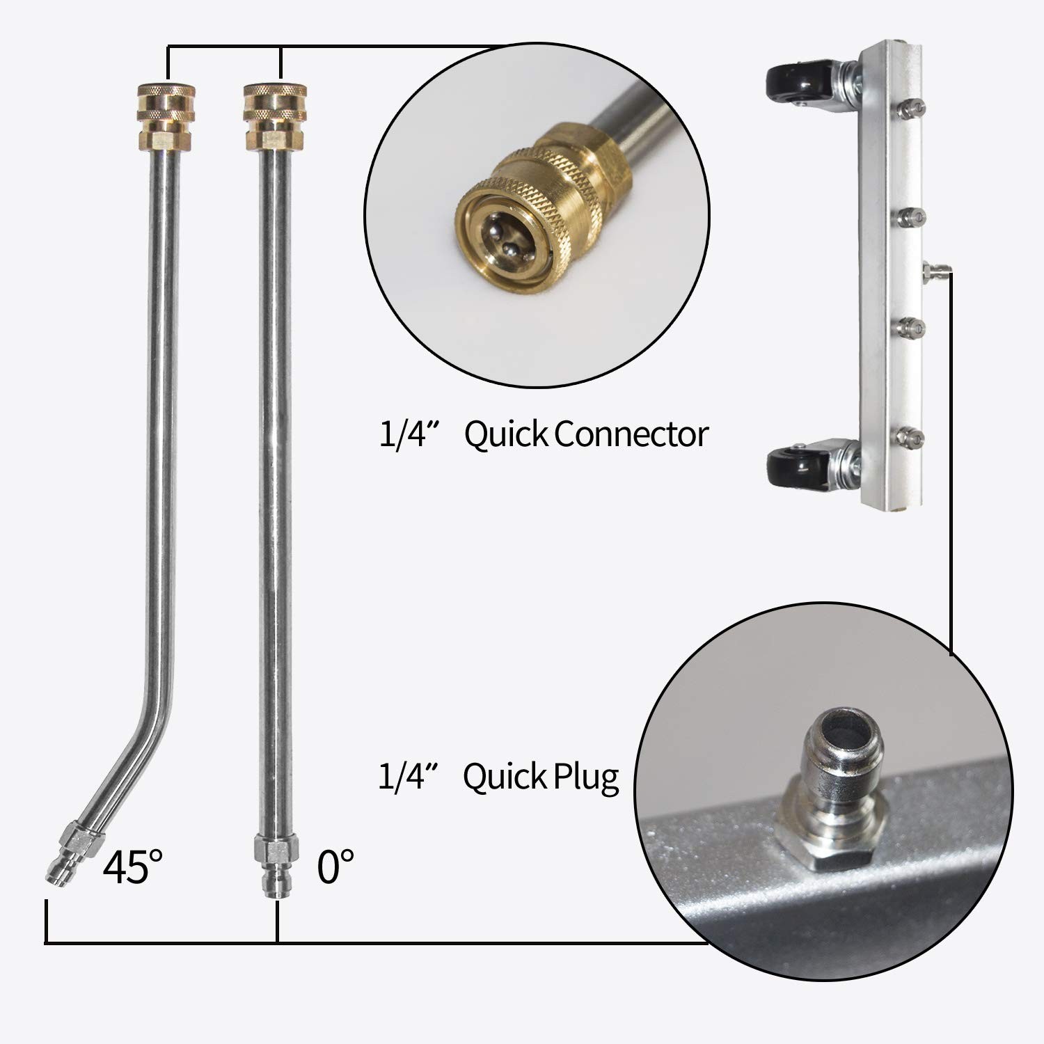 Pressure Washer Undercarriage Cleaner 13 Inch Extension Wand 45-Degree 4000 PSI