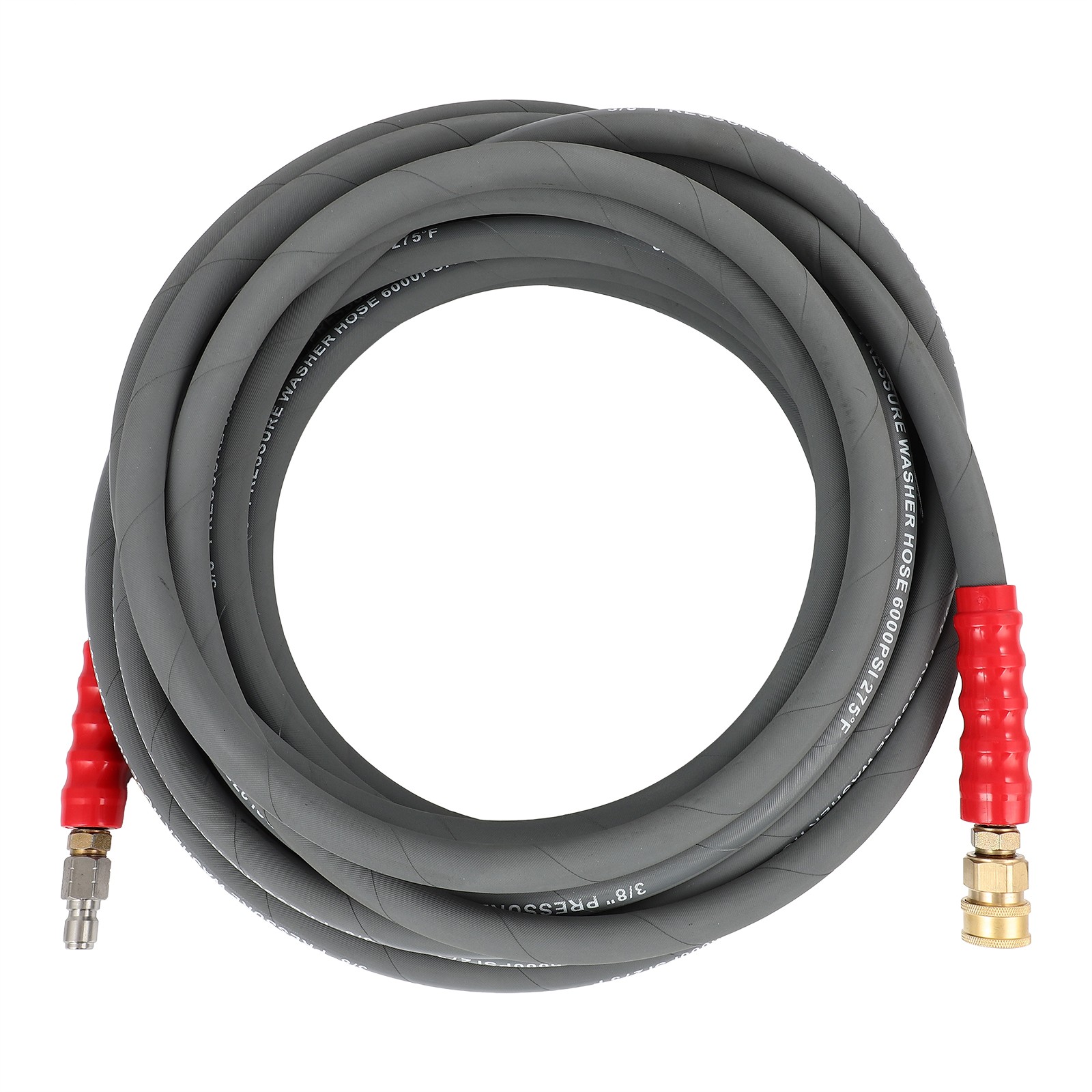 Hot Water Pressure Washer Hose 3/8″ x 50ft 6000 psi Non-Marking 2-Braid R2 Gray