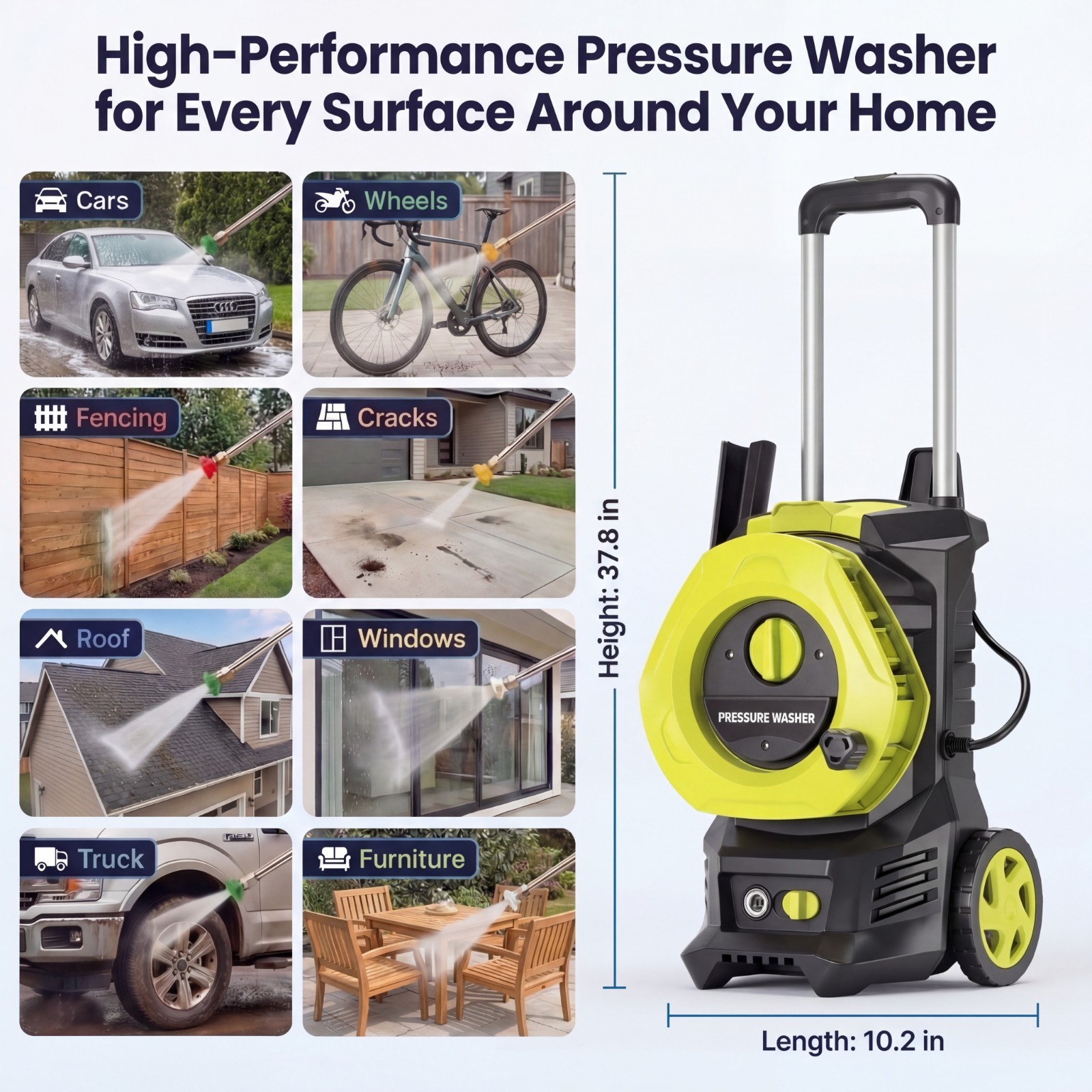 4800 PSI Electric Pressure Washer, 2.3 GPM High-Power Washer Machine 25FT Hose