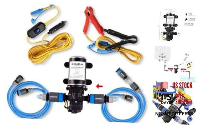 CAMPLUX 12V 1.6 GPM 65 PSI High Pressure Pump Kit for RV Caravan