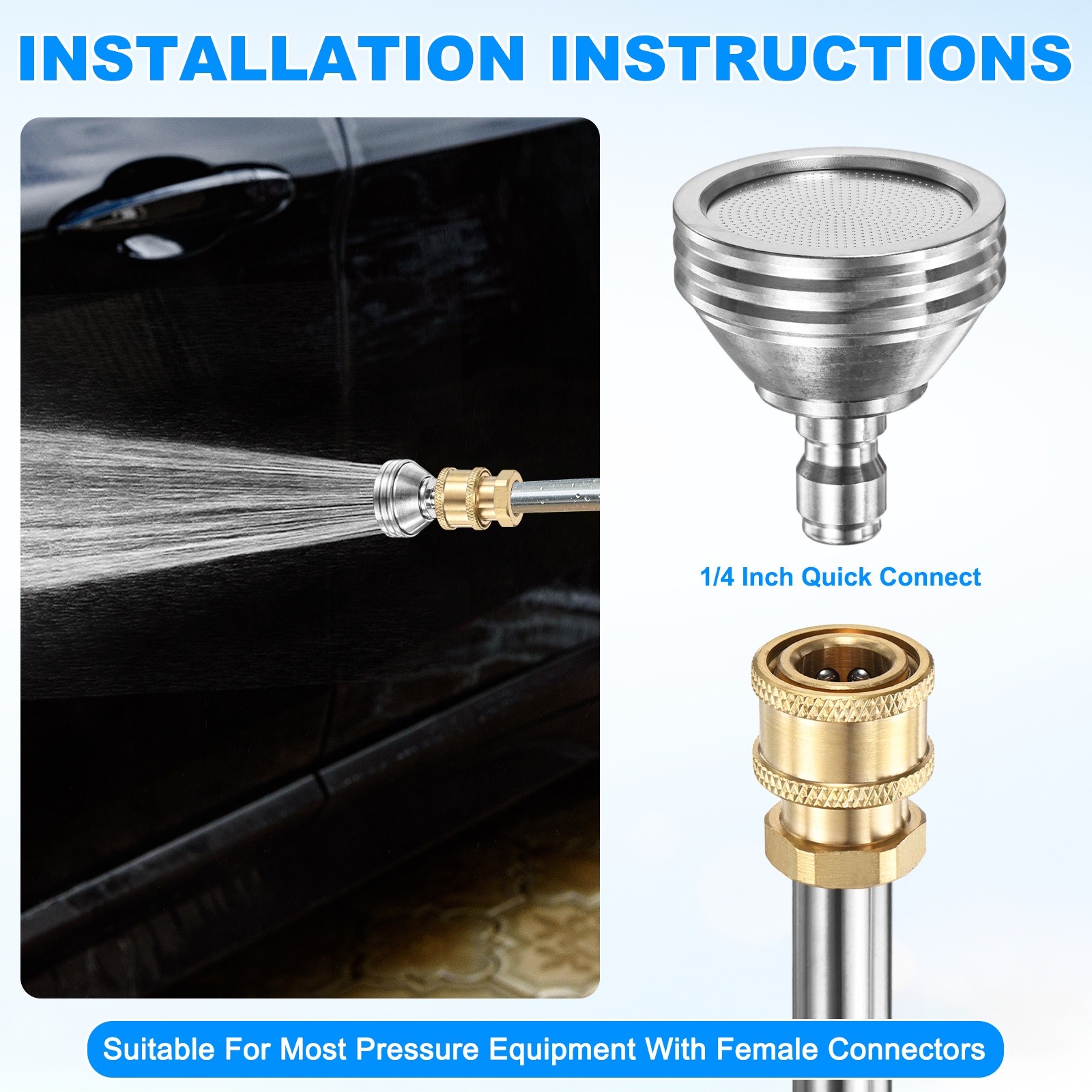 1-Pack Pressure Washer Nozzle Tips for Soft Wash, 0.3mm Soft Rain Head