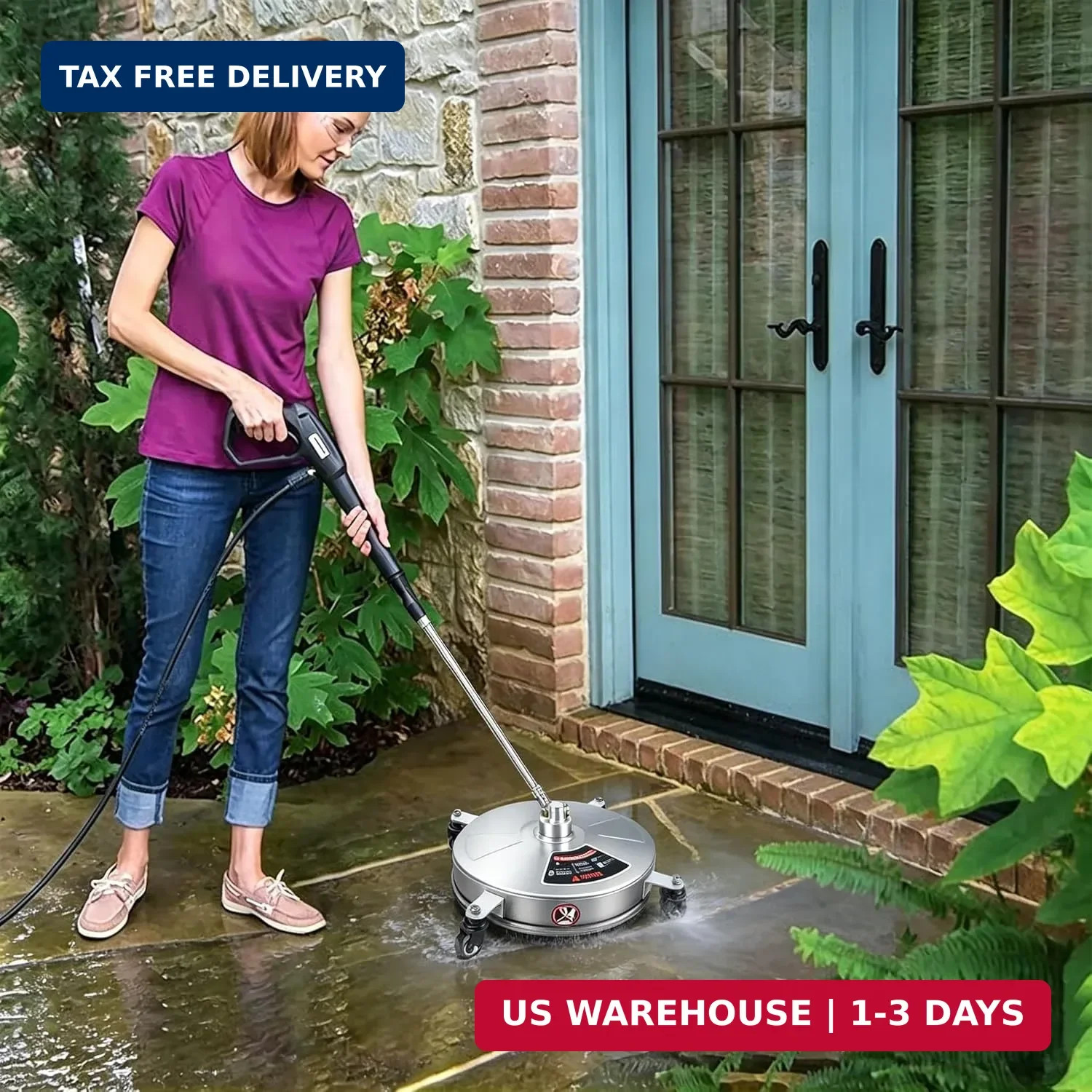 Biswing 14″ Pressure Washer Surface Cleaner with 4 Wheels, Stainless Steel Power