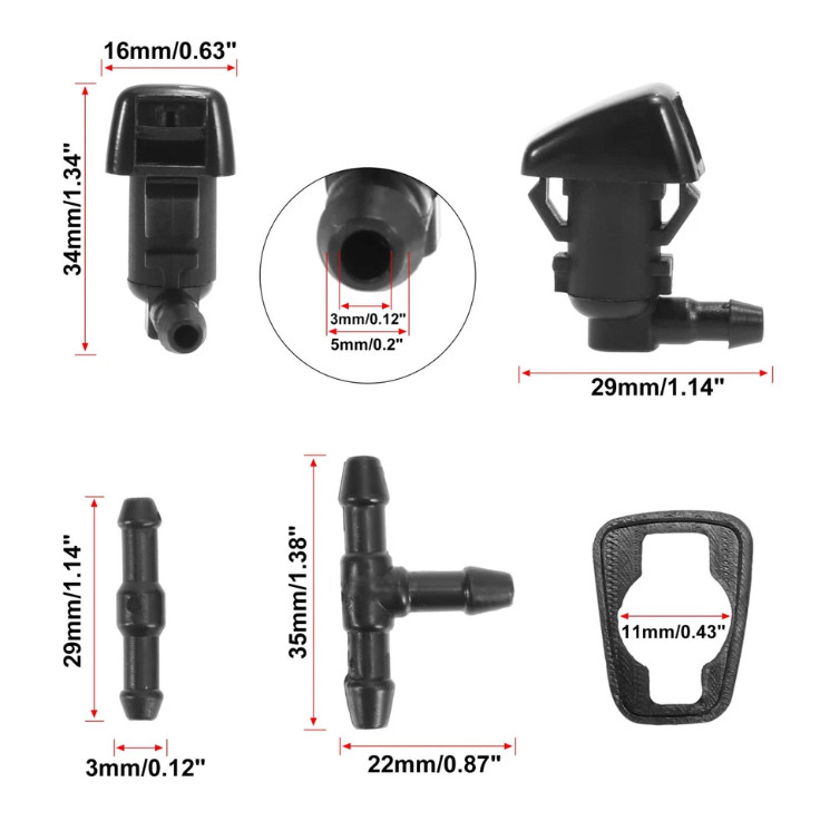 Washer Nozzle Kit 2m Hose Replace 7C3Z-17603-A for Ford F250‑F550 2008‑2010
