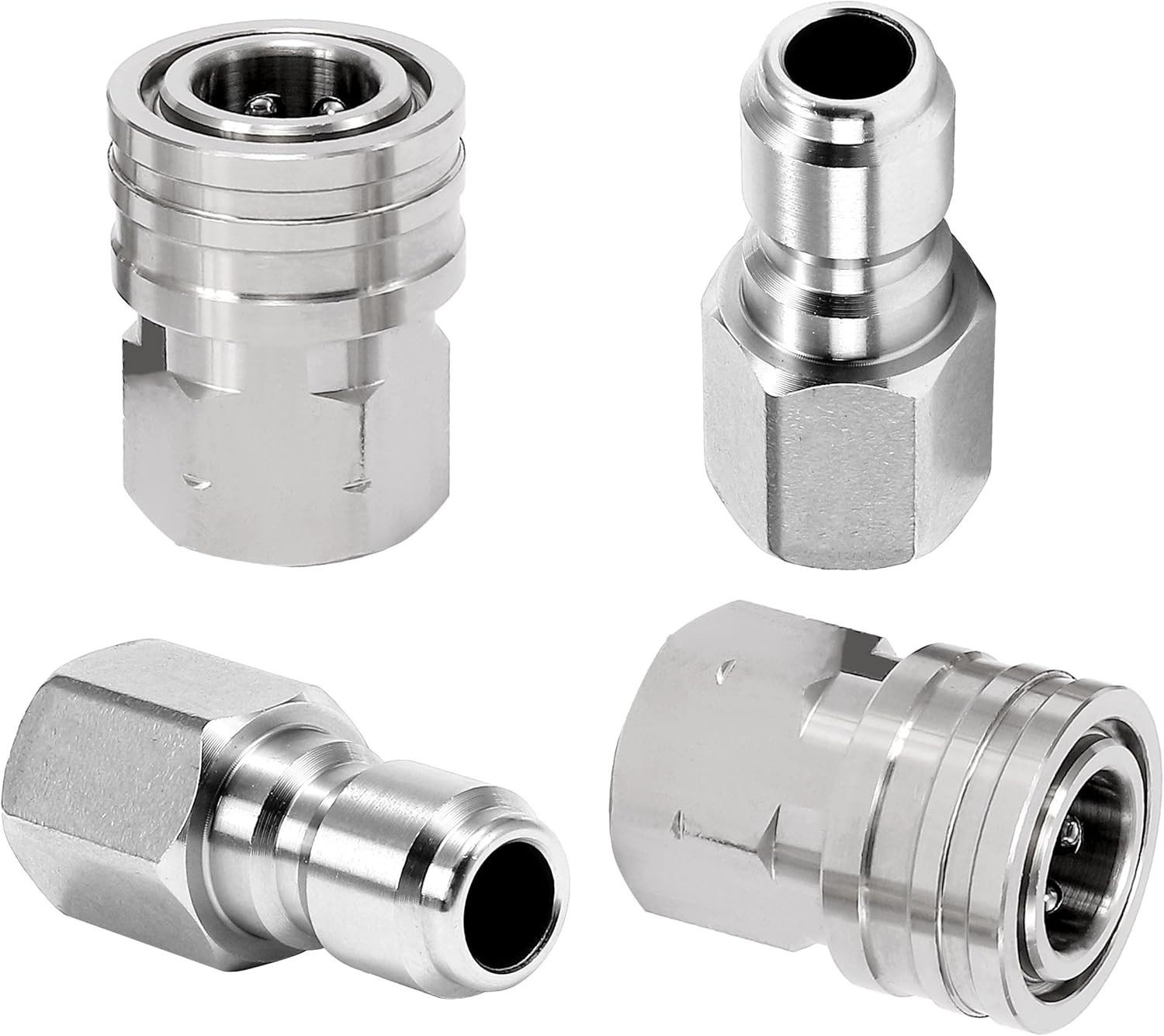 2 Sets of 3/8 Inch Quick Connect Pressure Washer Fittings – 5000 PSI Strength